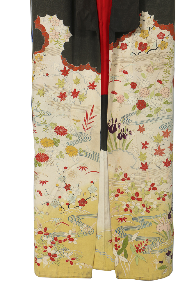 Late Taisho/Early Showa Period Japanese Rinzu Silk Kimono