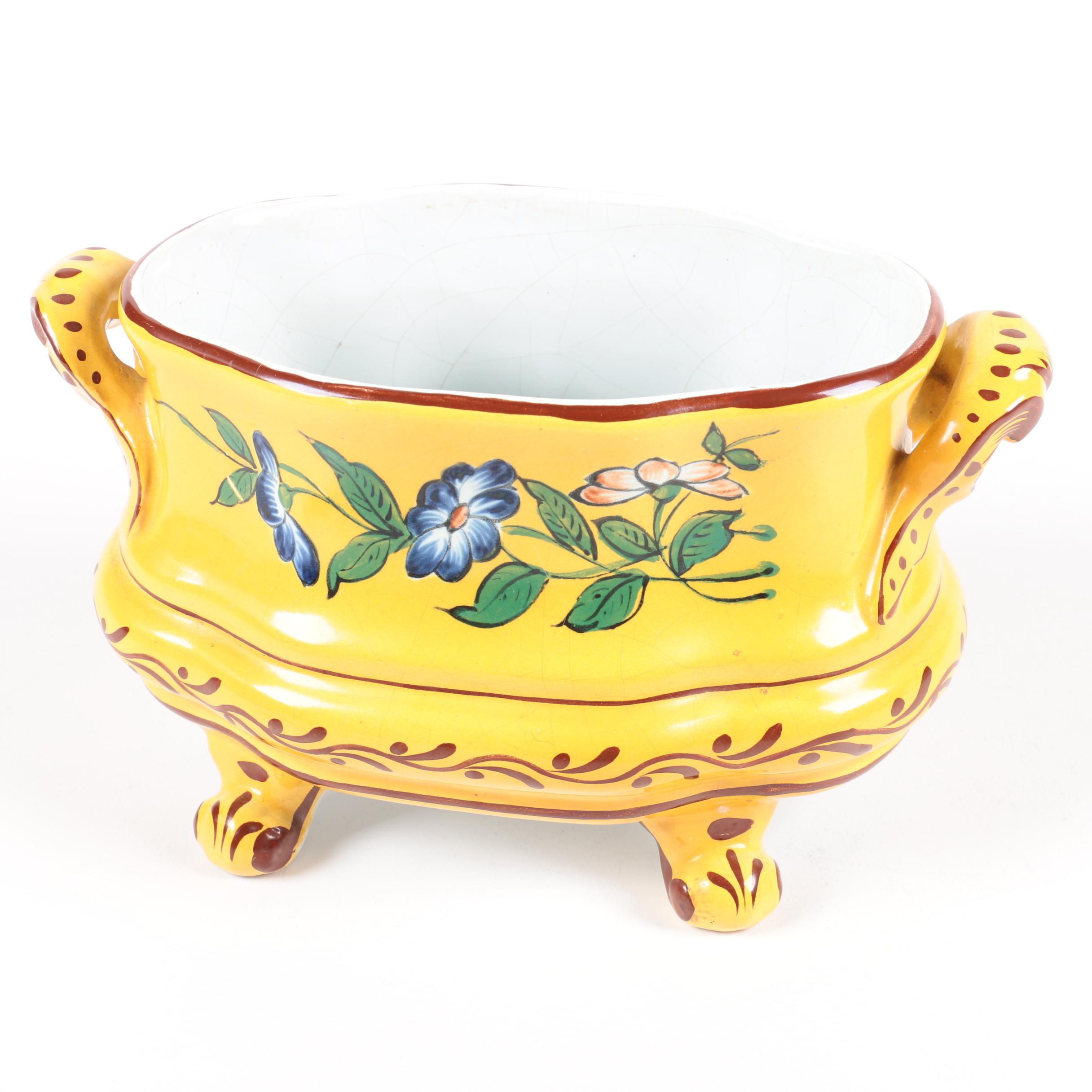 Vintage French Faience Footed Bowl