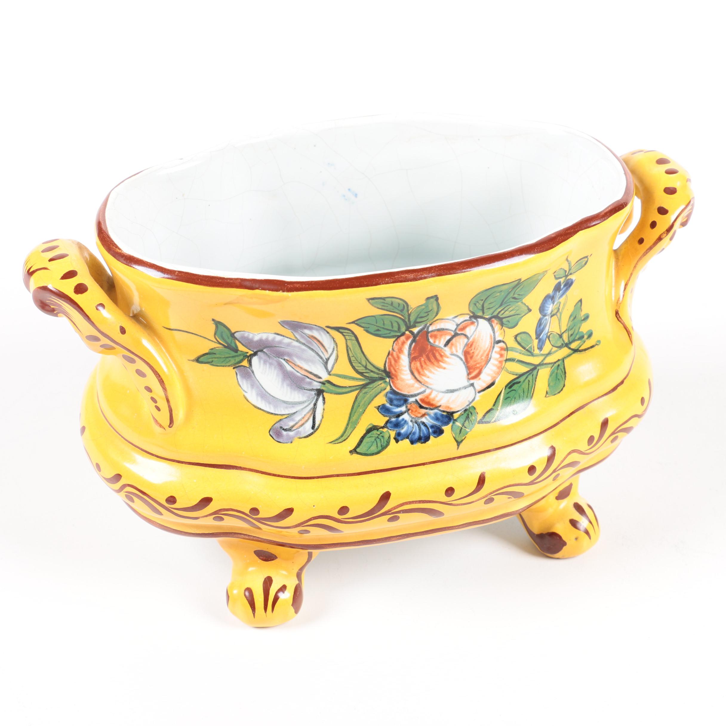 Vintage French Faience Footed Bowl