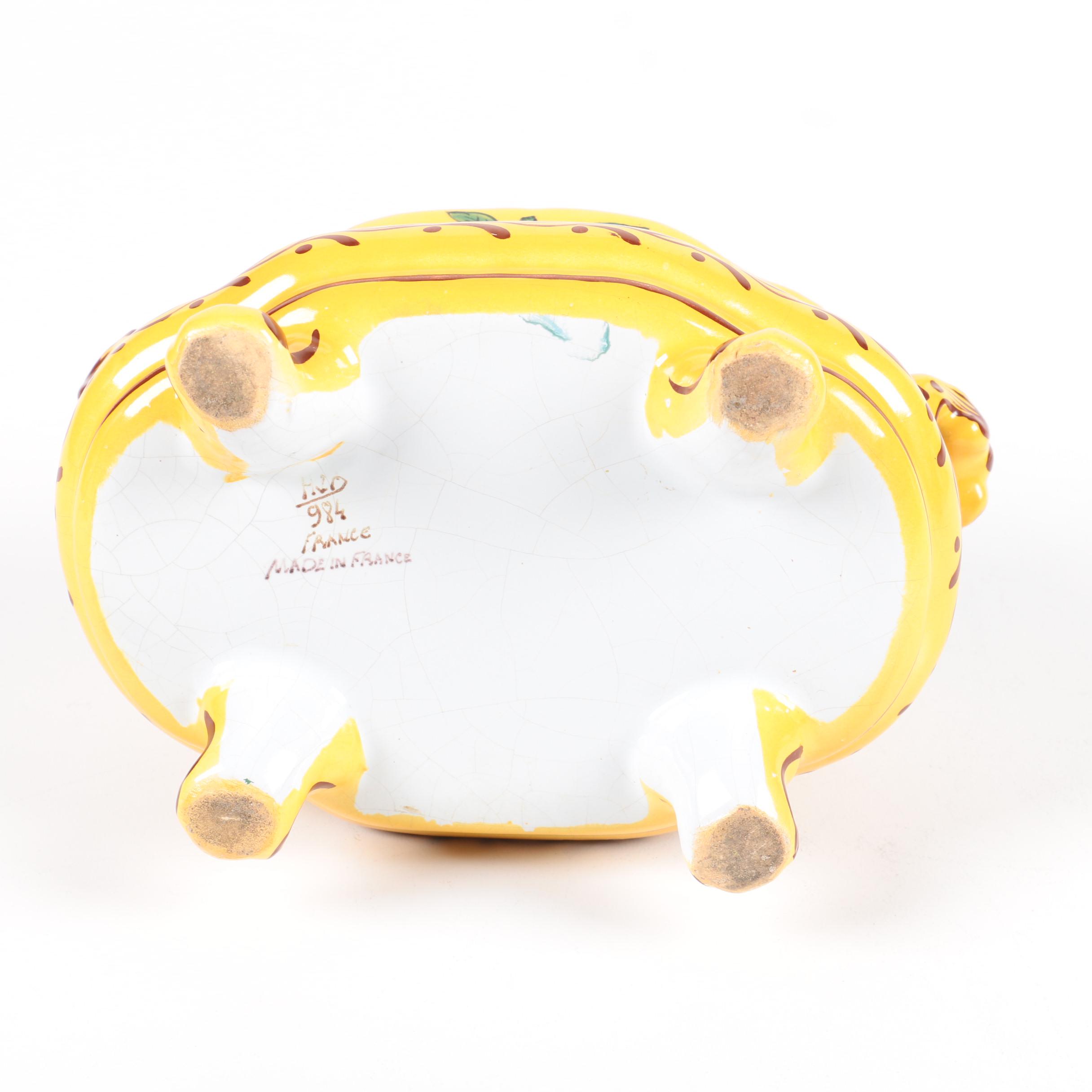 Vintage French Faience Footed Bowl