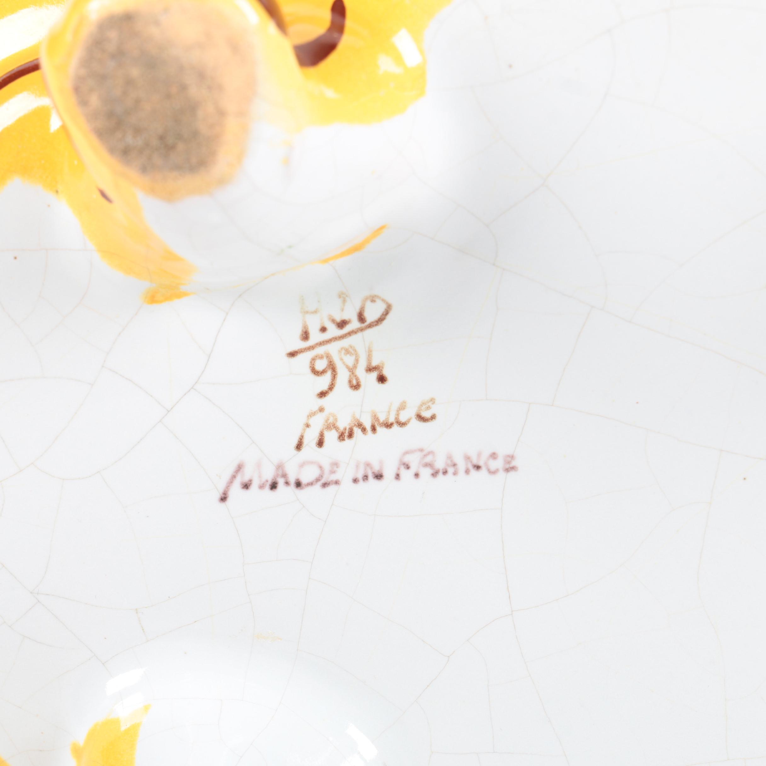 Vintage French Faience Footed Bowl