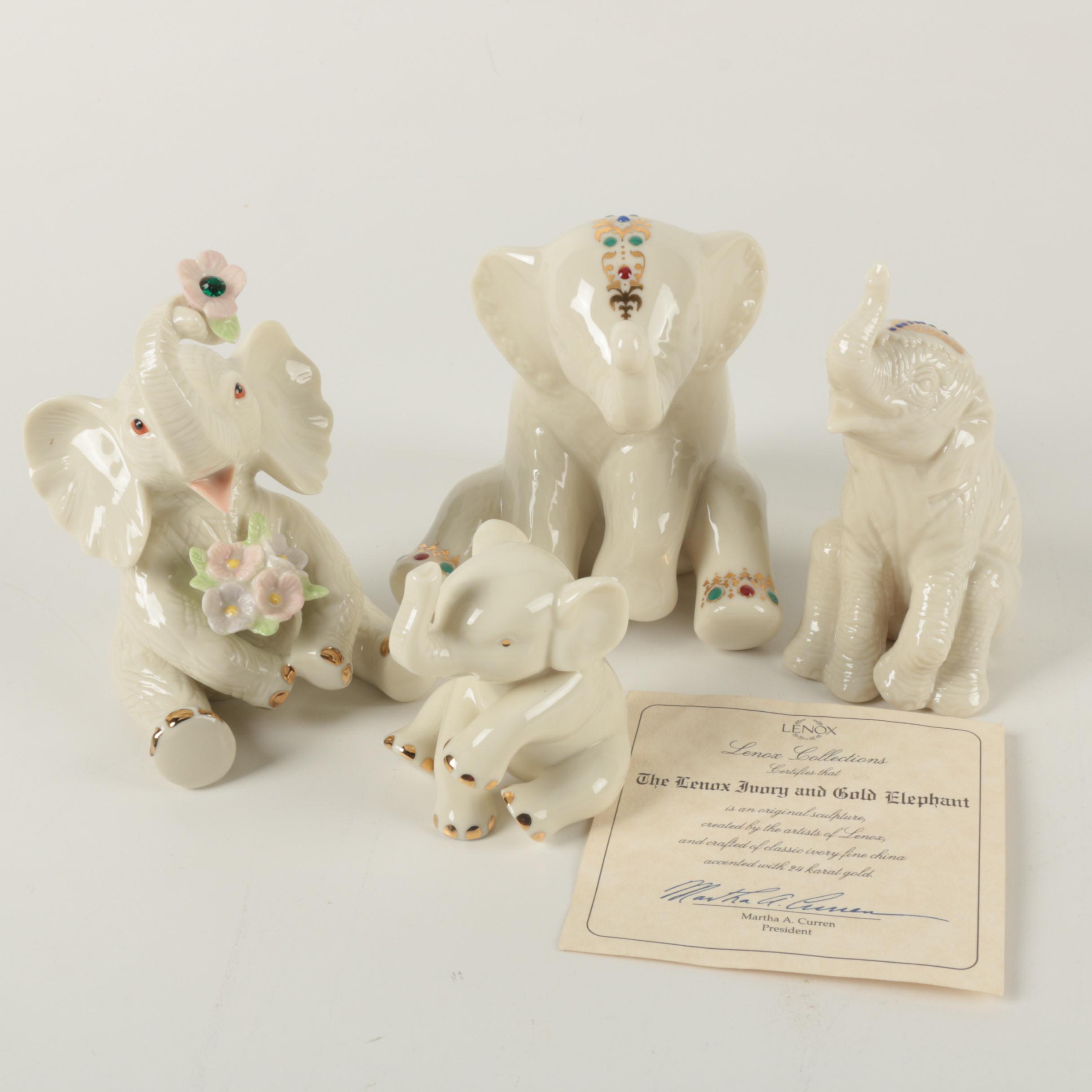 Set of Four Lenox  Fine China Elephants