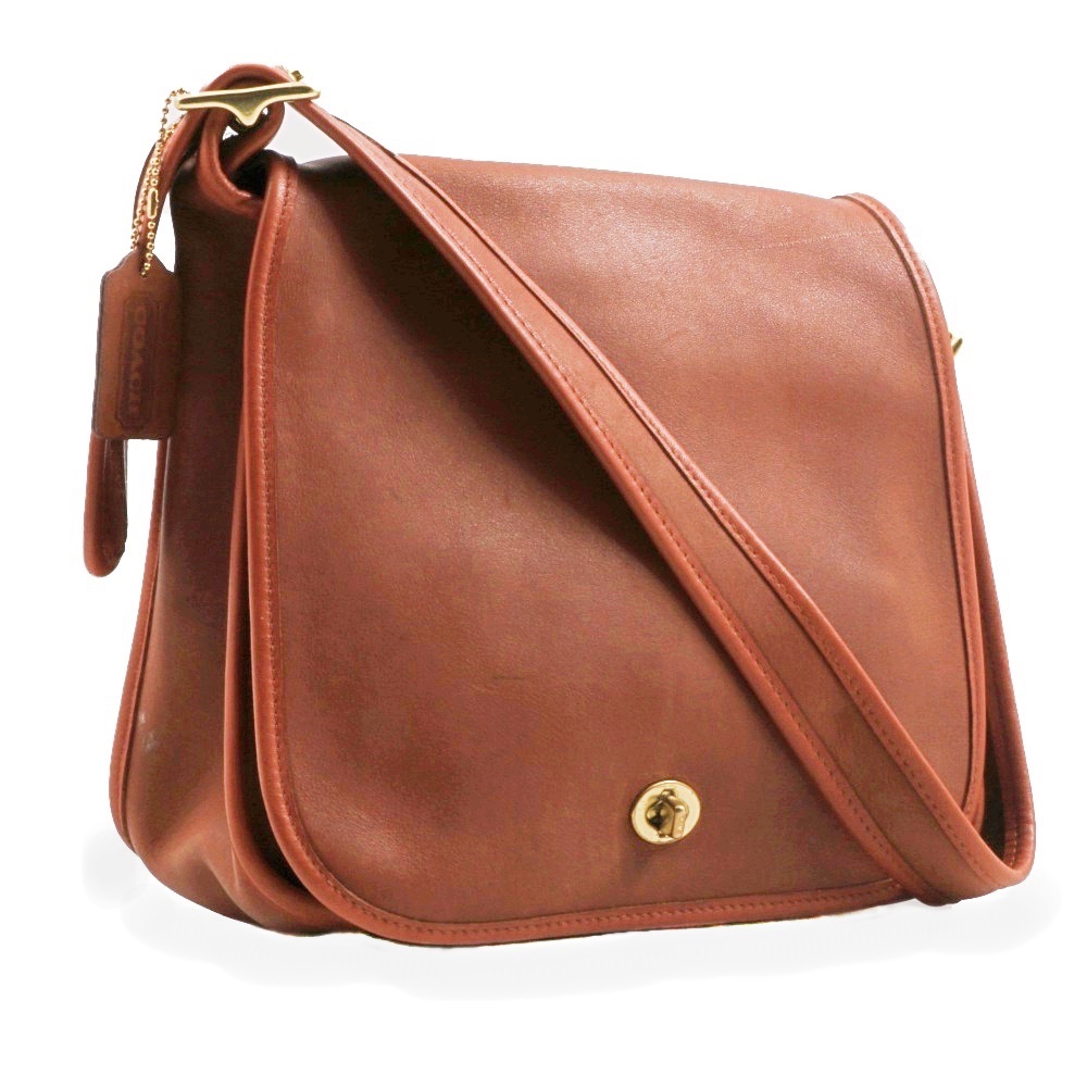 Vintage Coach Messenger Bag Hand Crafted in Chestnut Brown Glove Tanned Leather