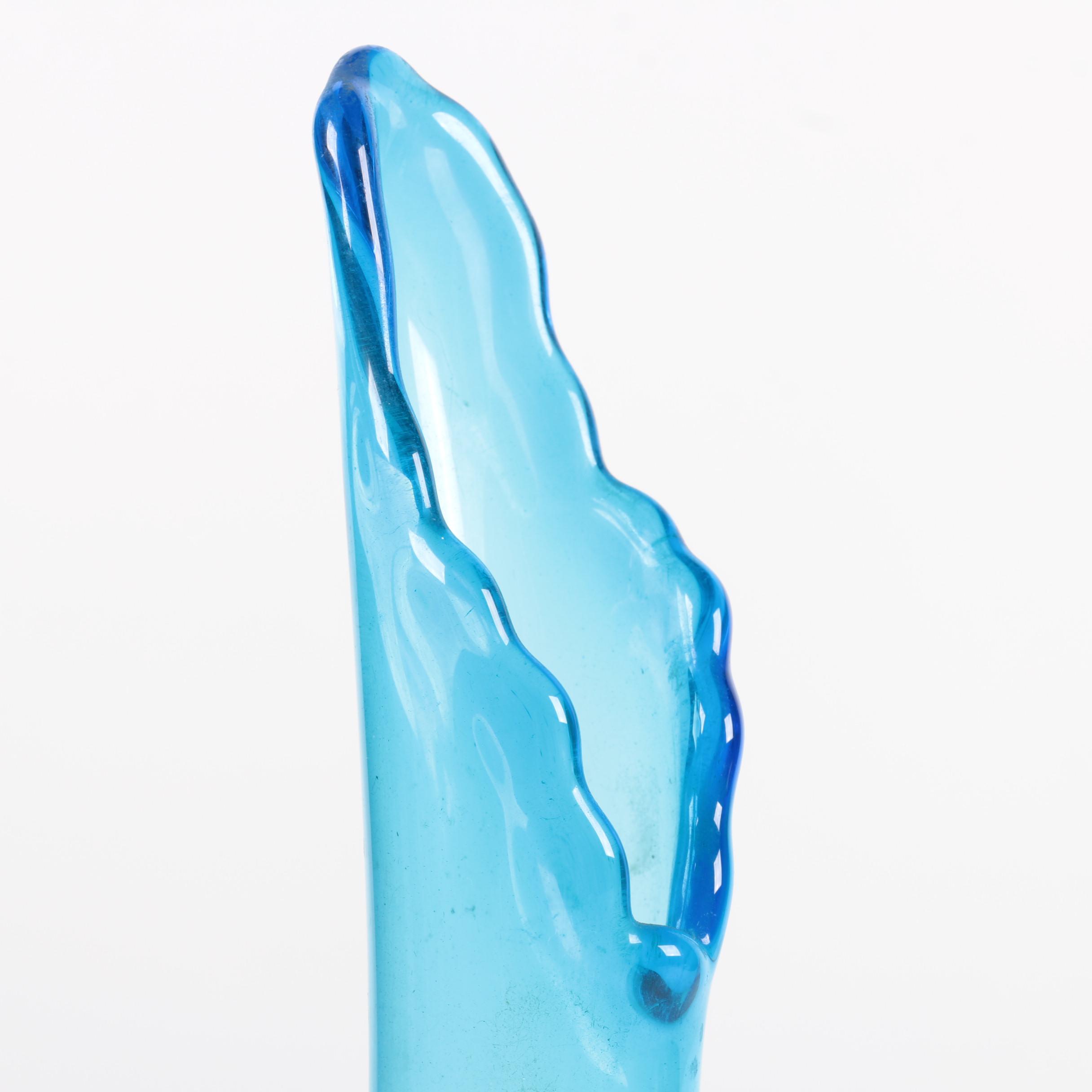 Mid-Century Blue Fenton Thumbprint Vase