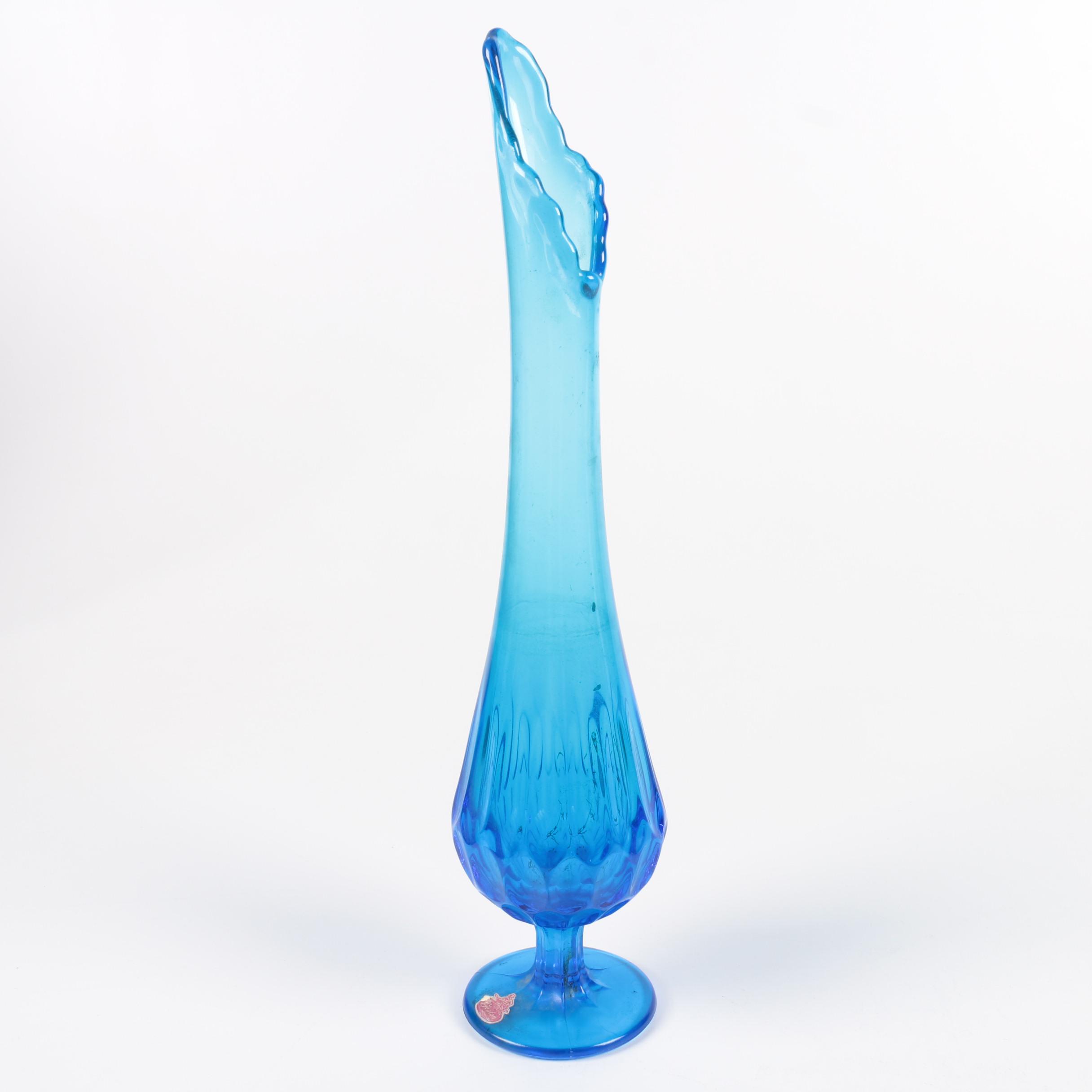 Mid-Century Blue Fenton Thumbprint Vase