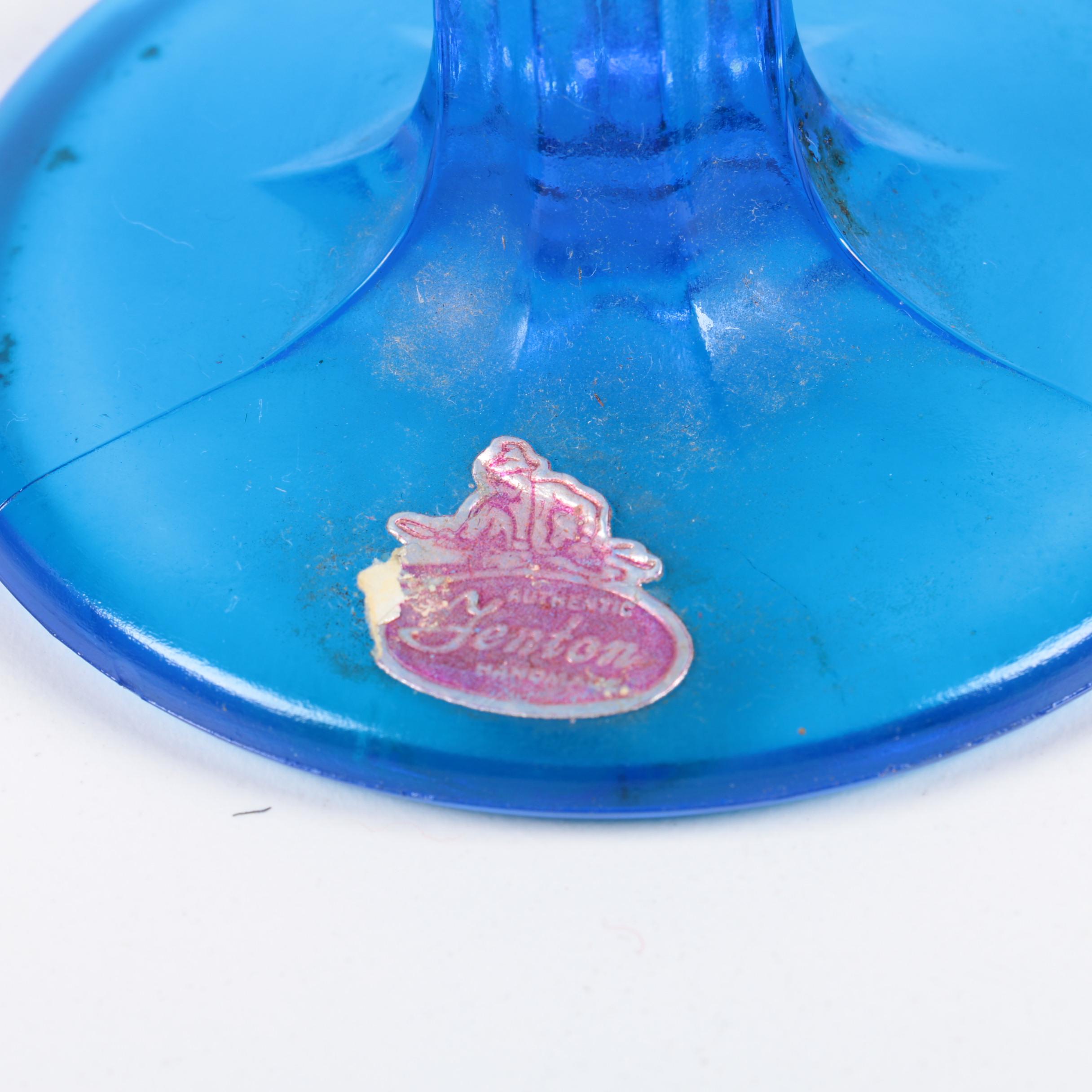 Mid-Century Blue Fenton Thumbprint Vase