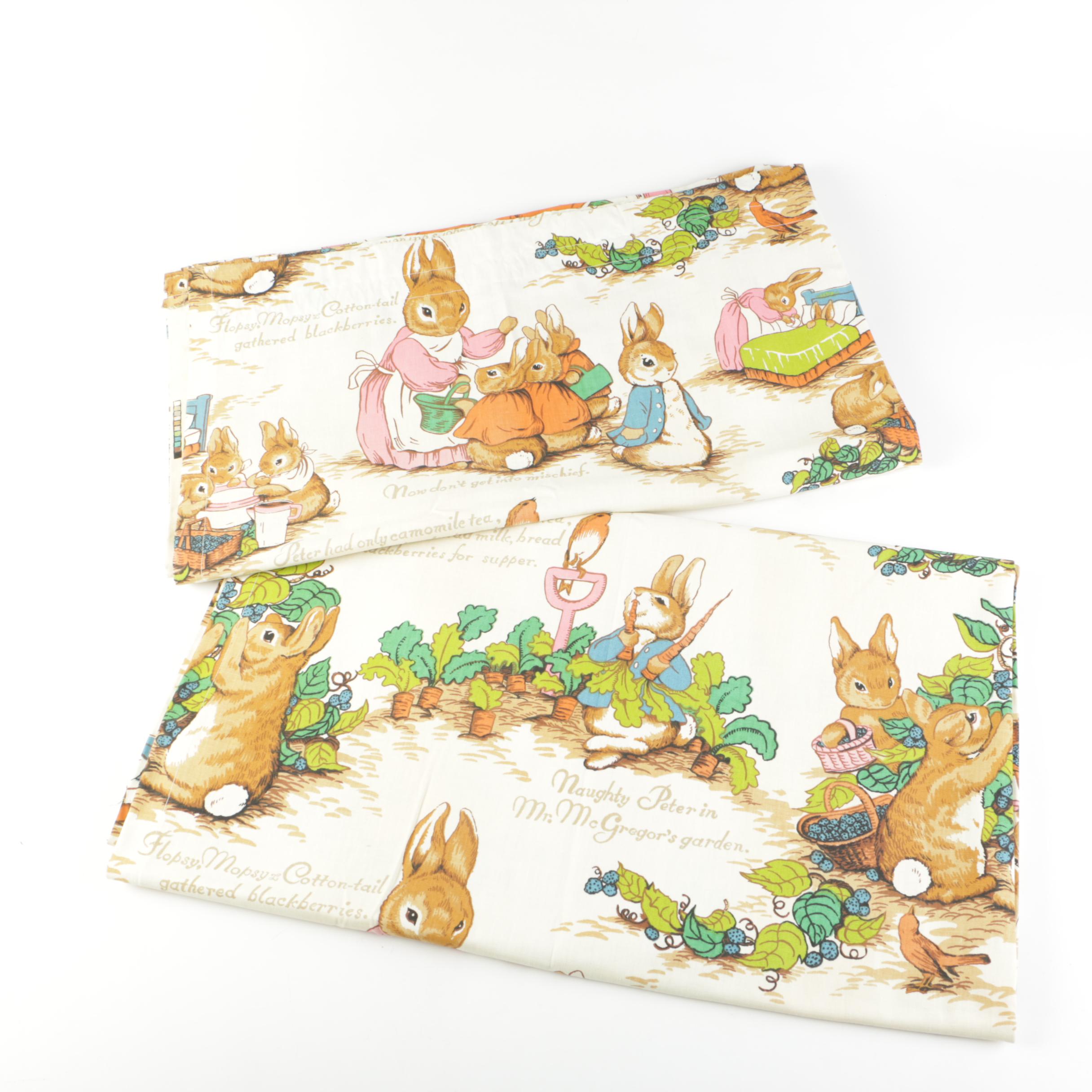 Pair of Handmade Beatrix Potter Character Curtain Panels
