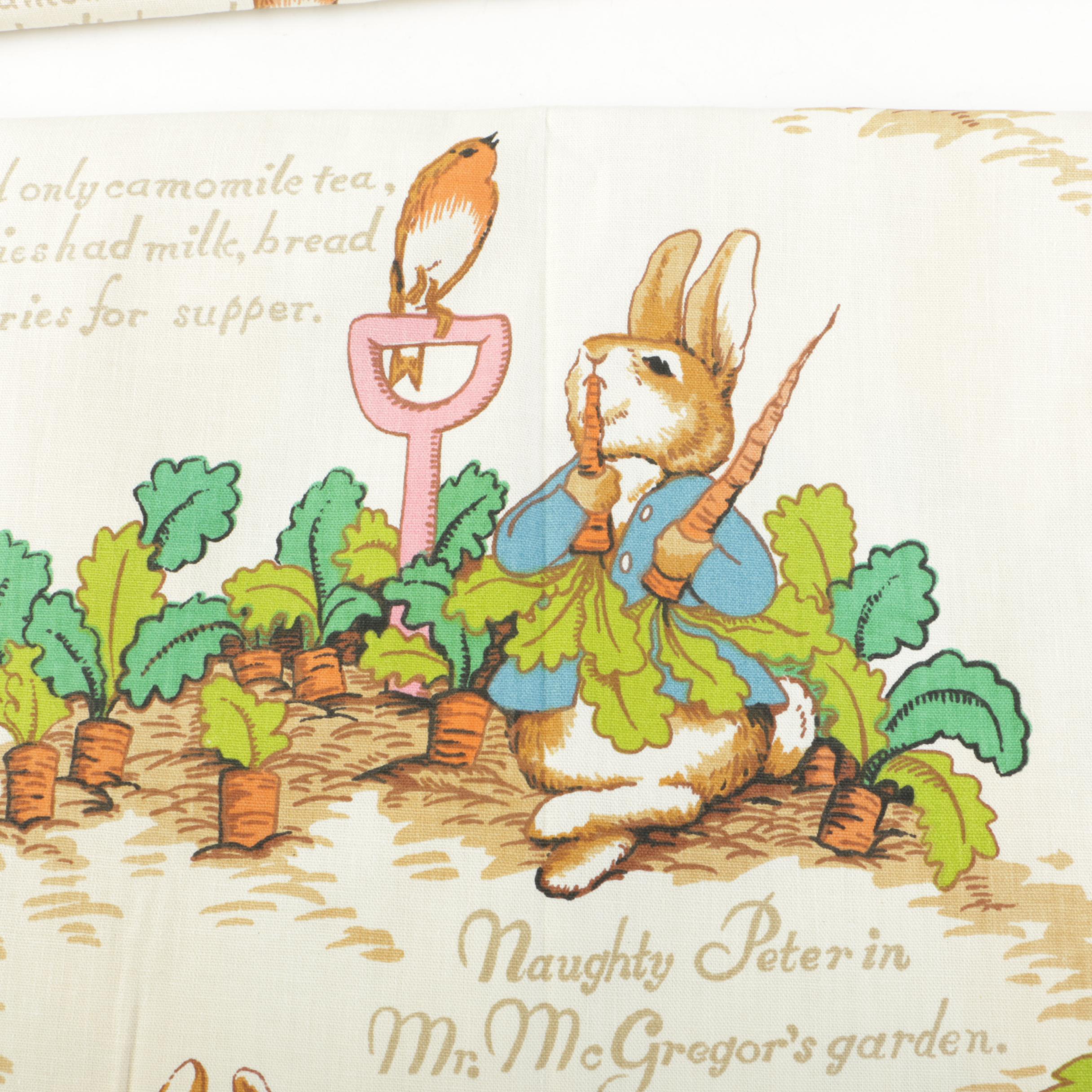 Pair of Handmade Beatrix Potter Character Curtain Panels