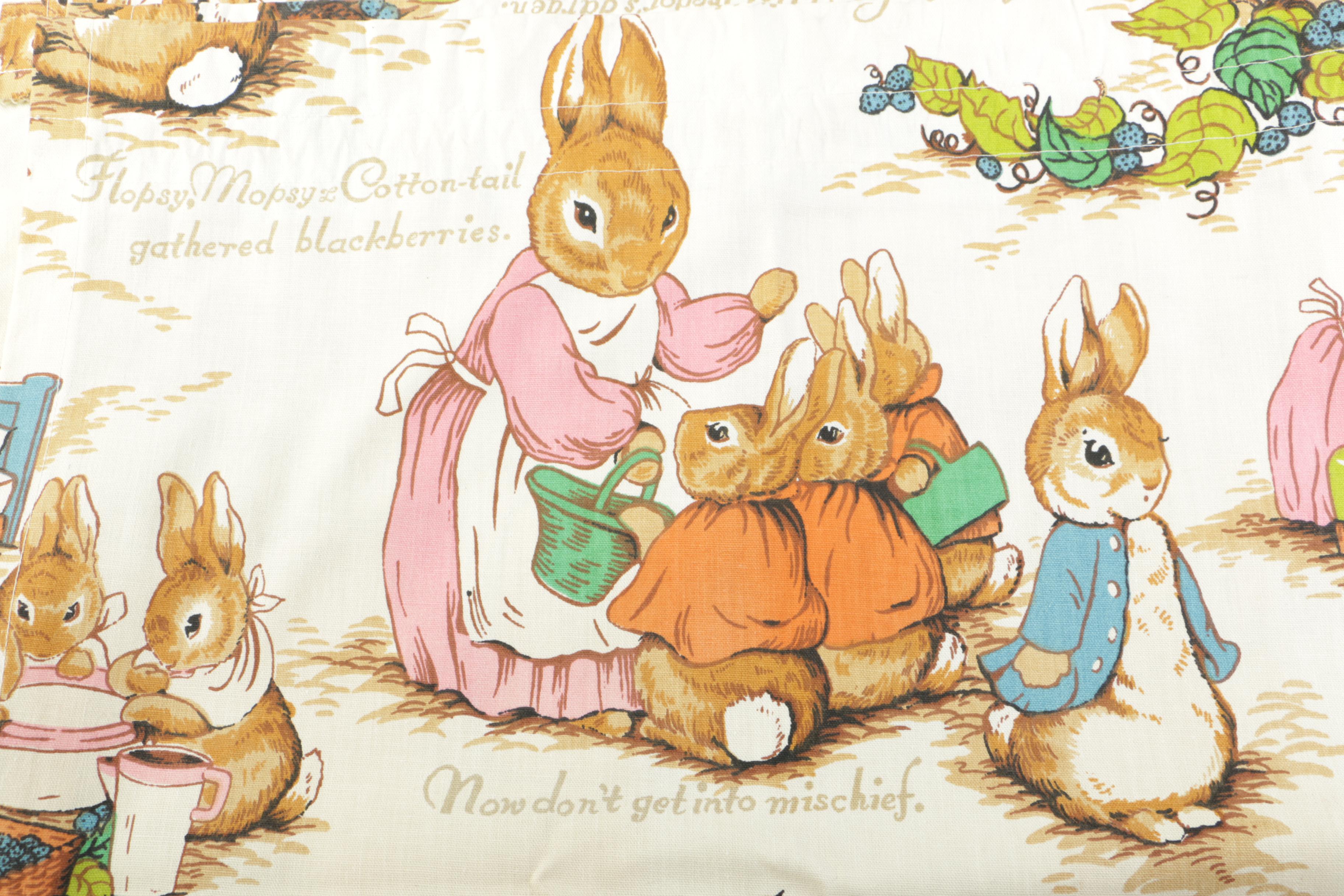 Pair of Handmade Beatrix Potter Character Curtain Panels