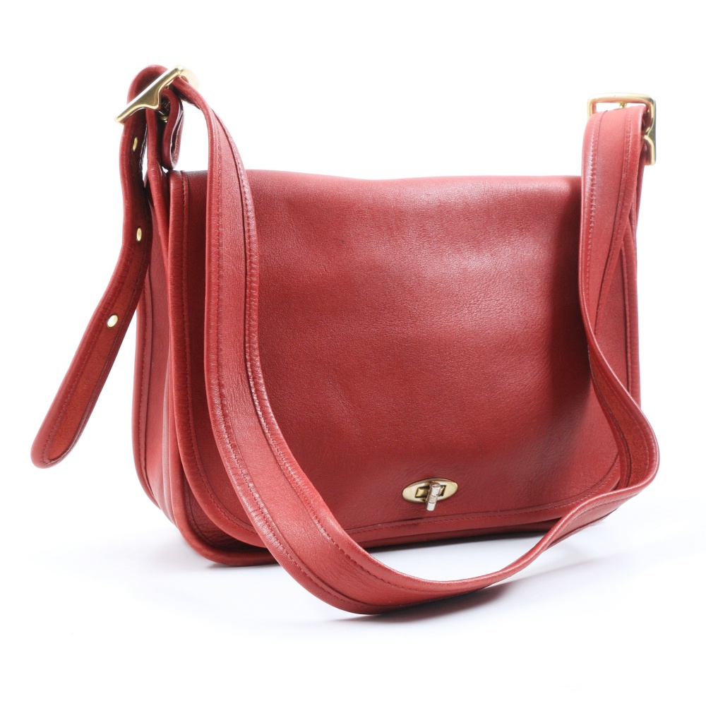 Vintage Coach Red Leather "Messenger" Handbag