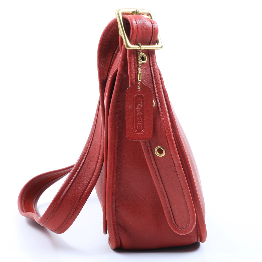 Vintage Coach Red Leather "Messenger" Handbag
