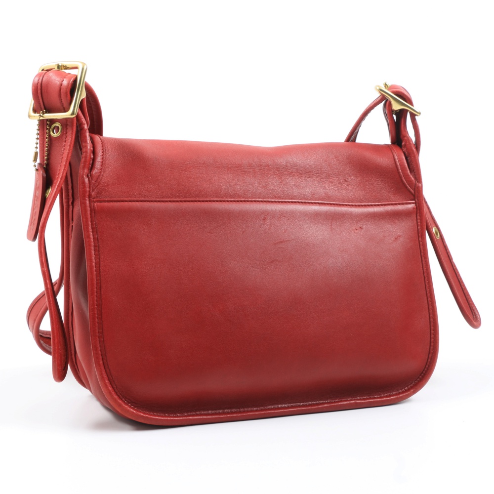 Vintage Coach Red Leather "Messenger" Handbag