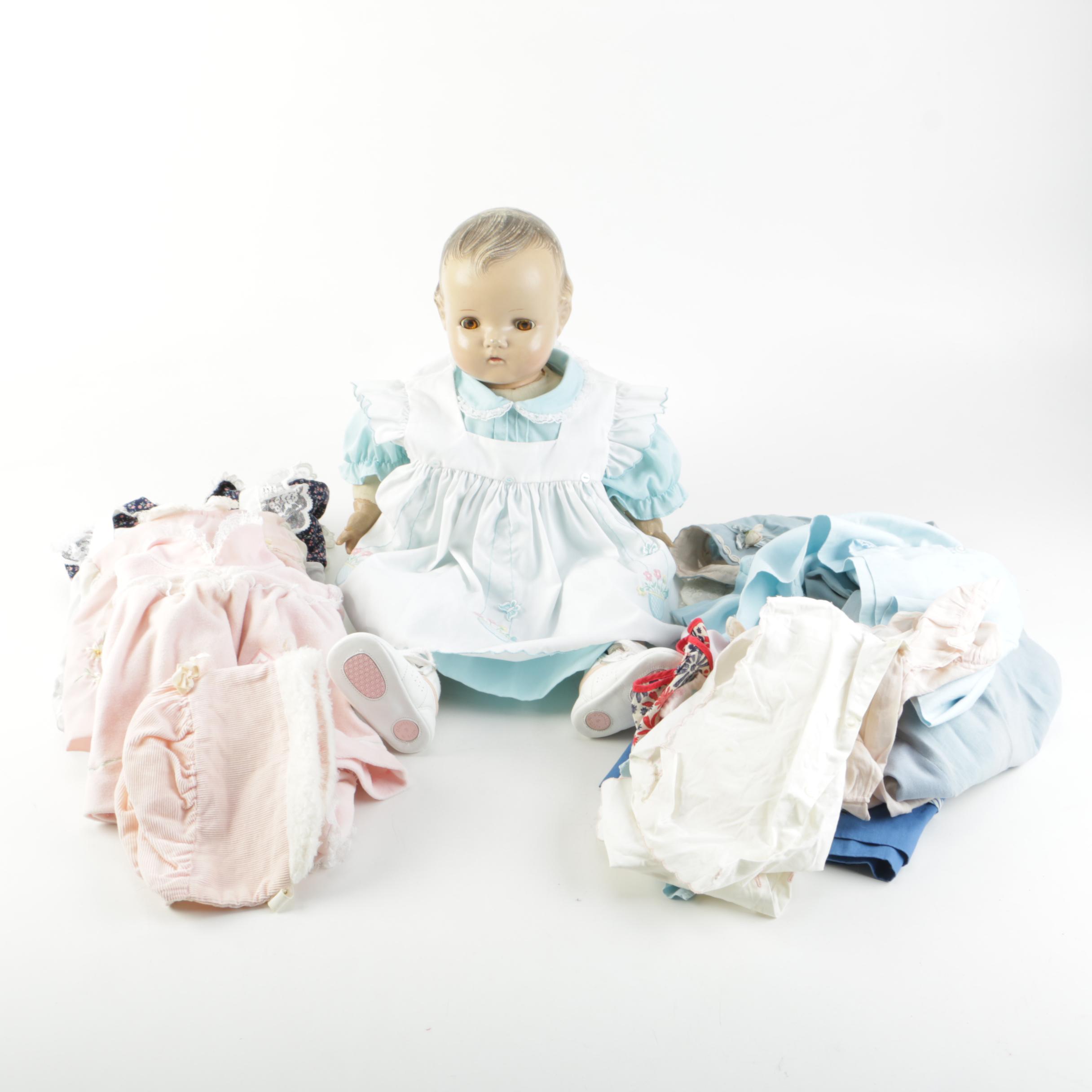 1940s Madame Alexander Baby Doll and Accessories