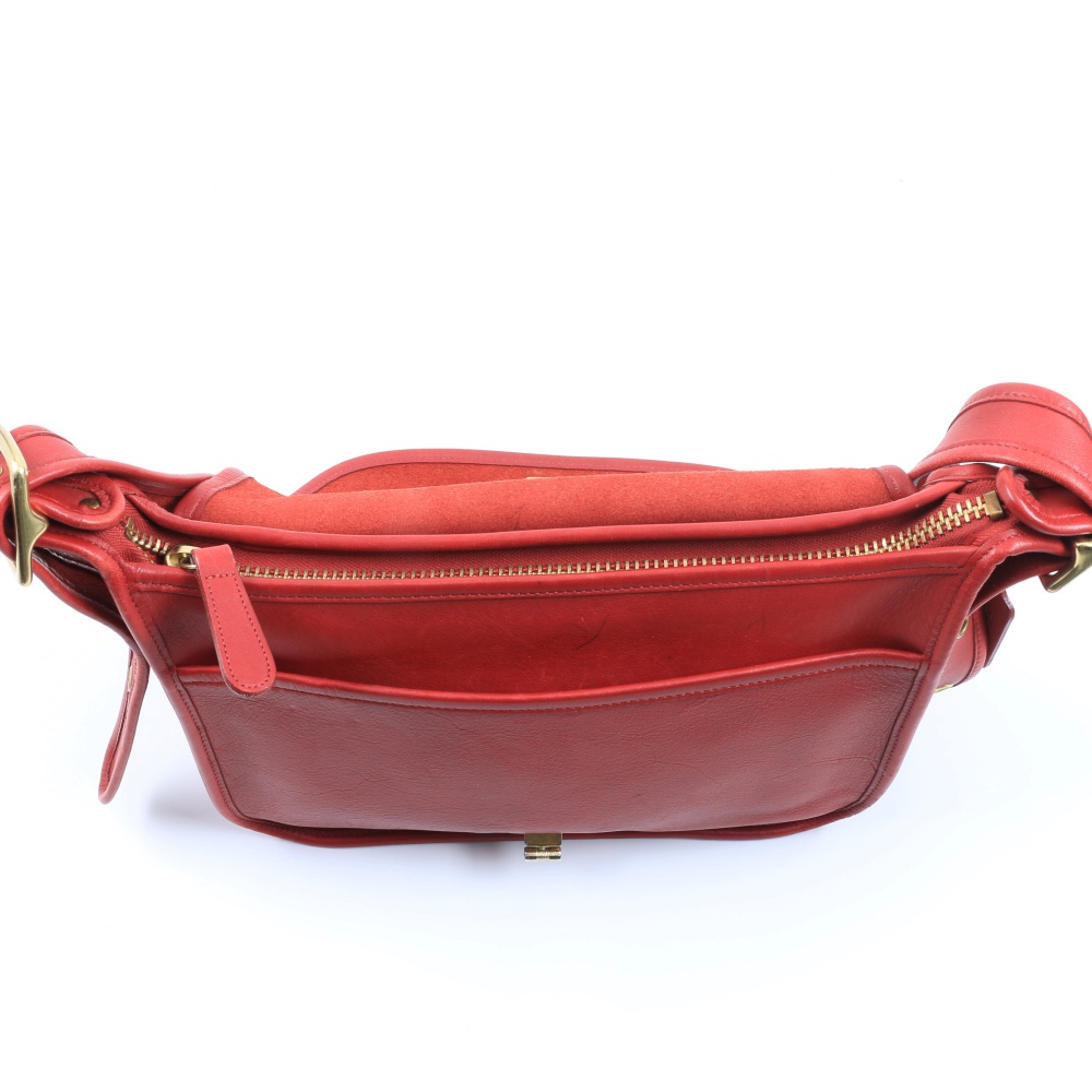 Vintage Coach Red Leather "Messenger" Handbag