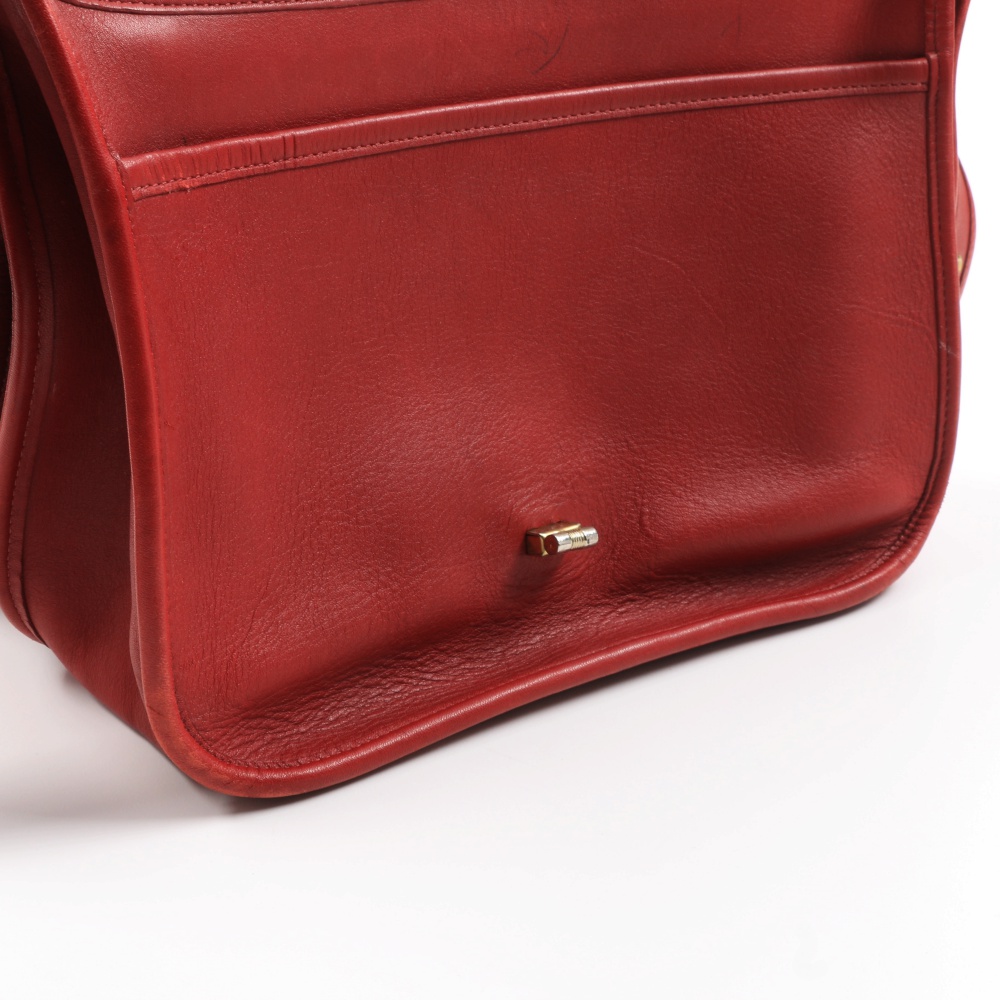 Vintage Coach Red Leather "Messenger" Handbag