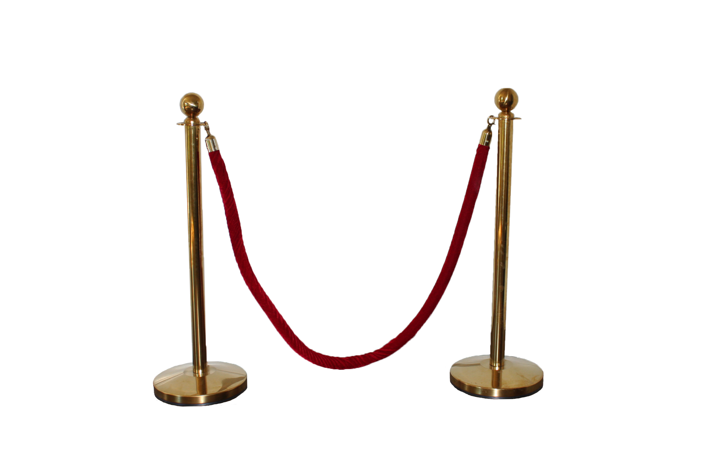 Pair of Brass Stanchions with a Red Velvet Rope