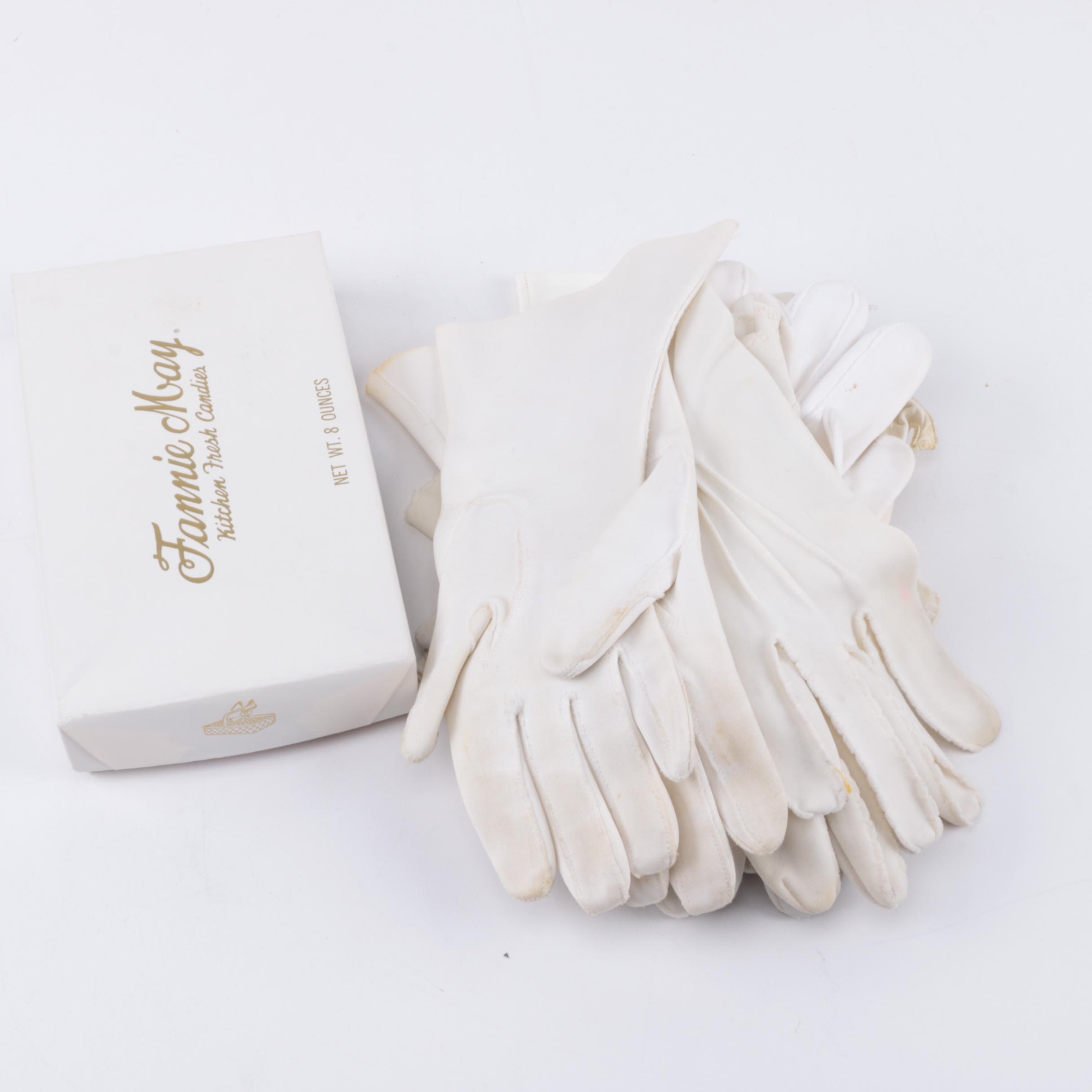 Collection of Vintage White Gloves and Handkerchief