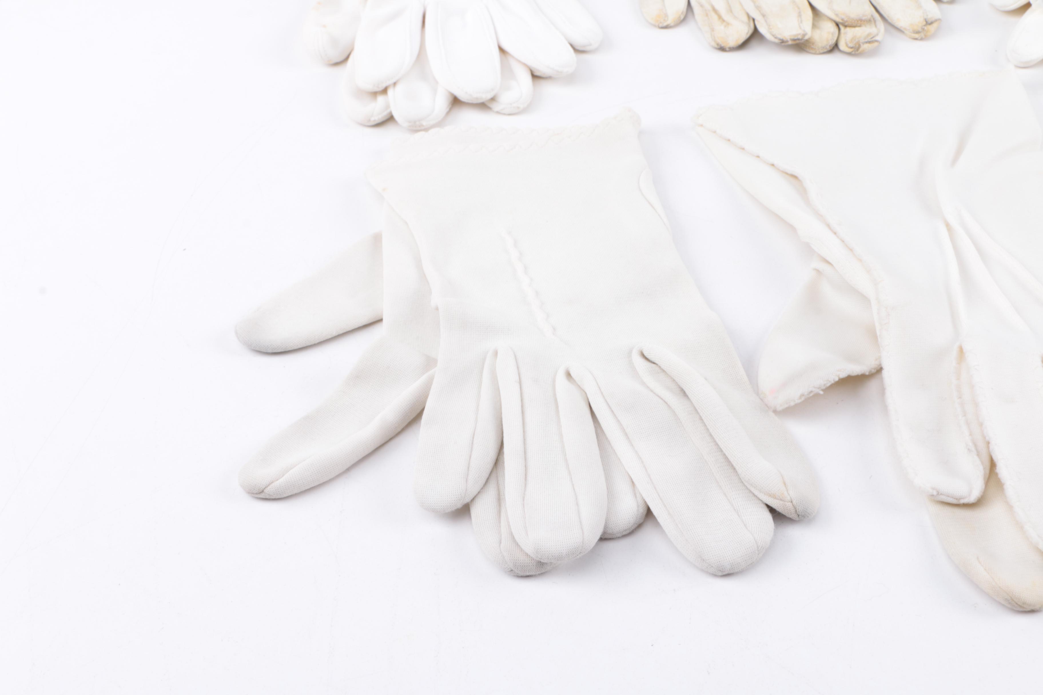 Collection of Vintage White Gloves and Handkerchief
