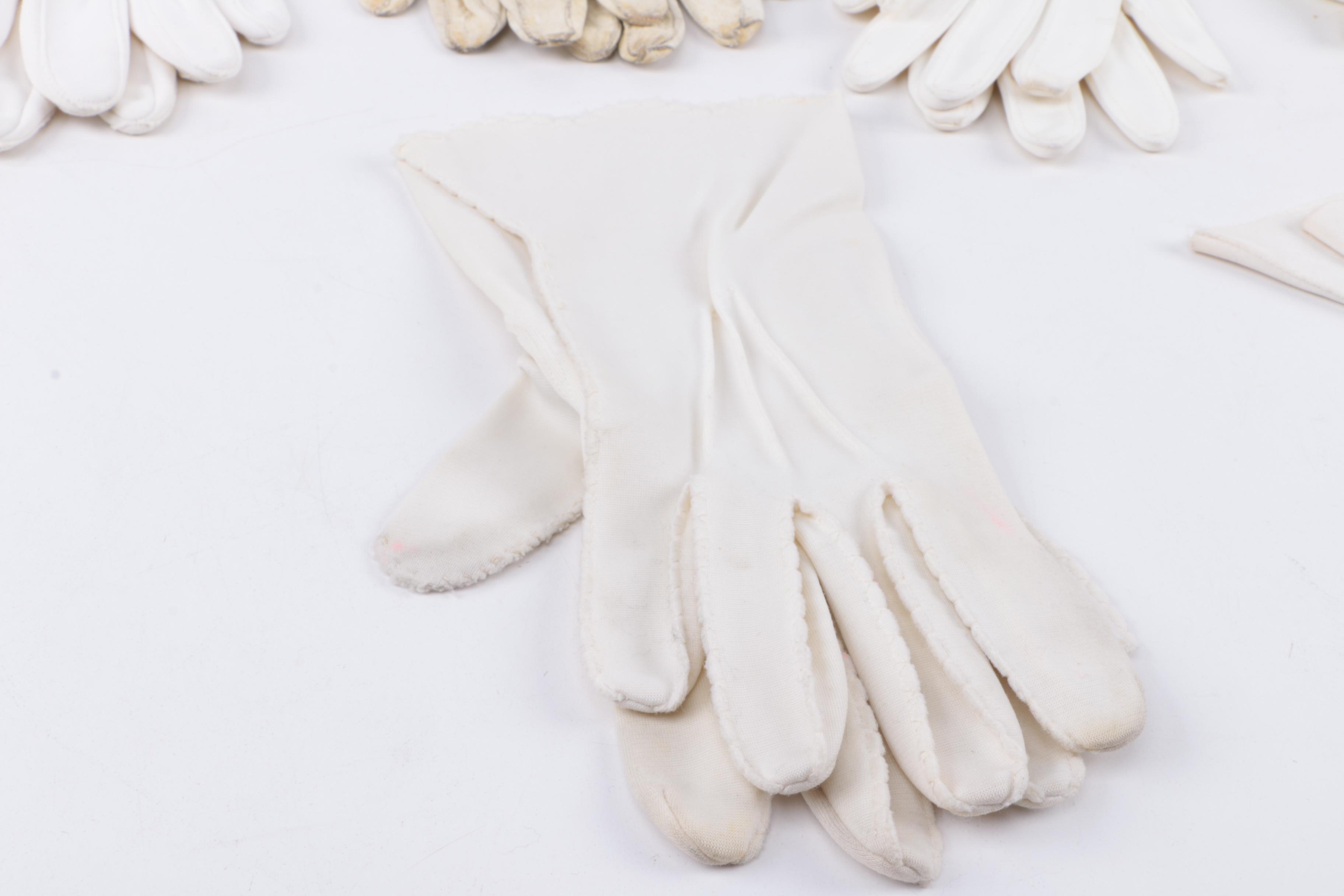 Collection of Vintage White Gloves and Handkerchief