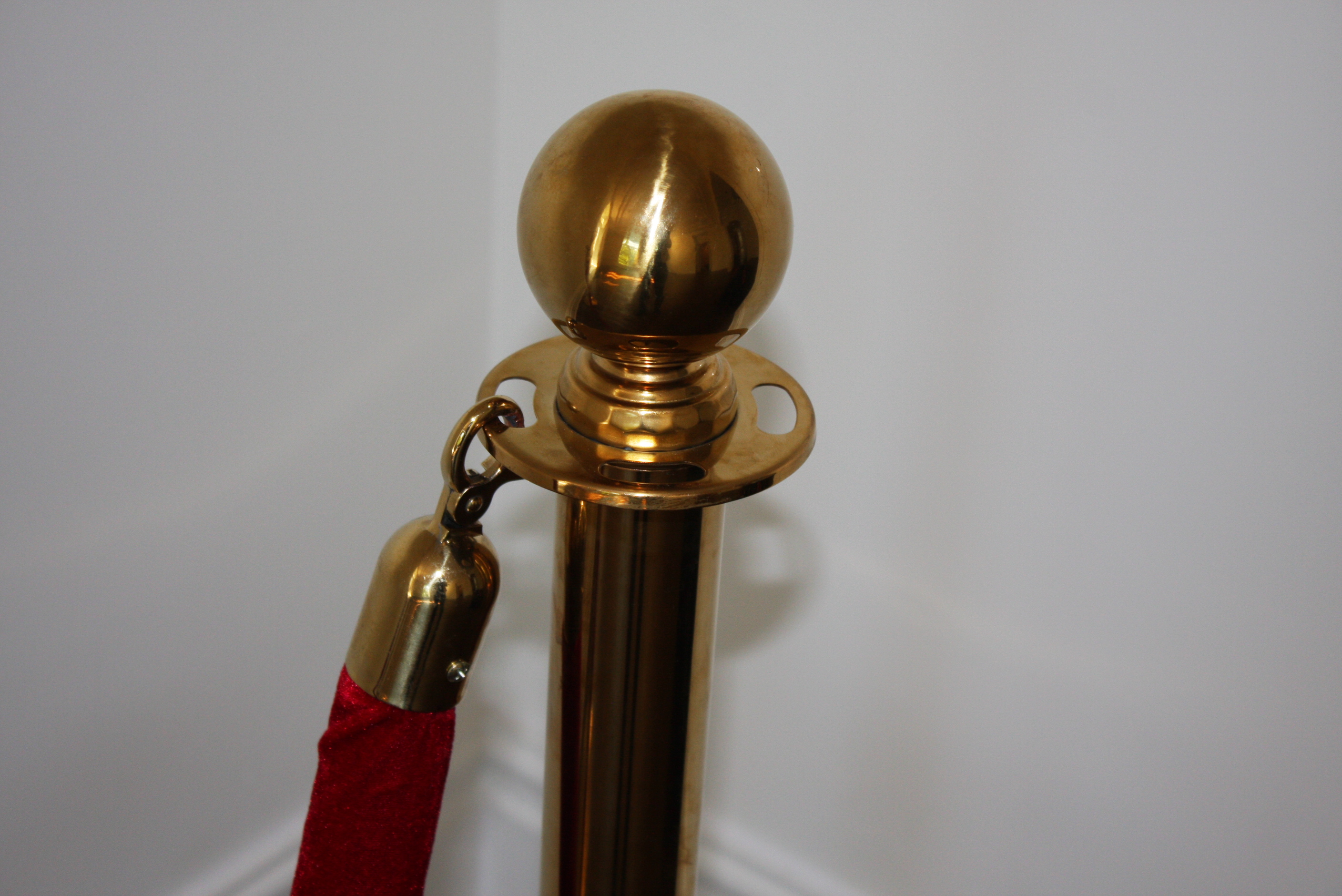 Pair of Brass Stanchions with a Red Velvet Rope