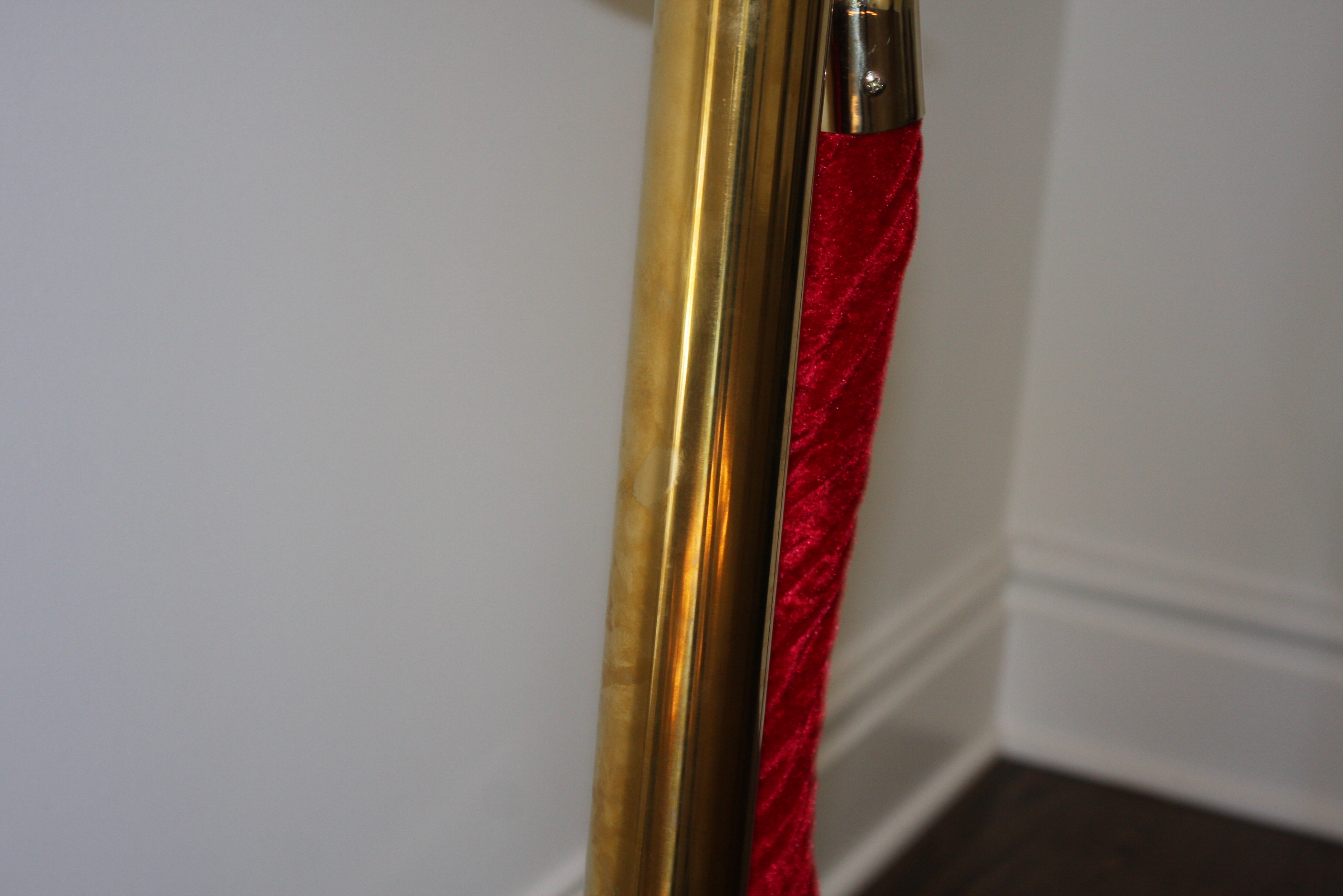Pair of Brass Stanchions with a Red Velvet Rope