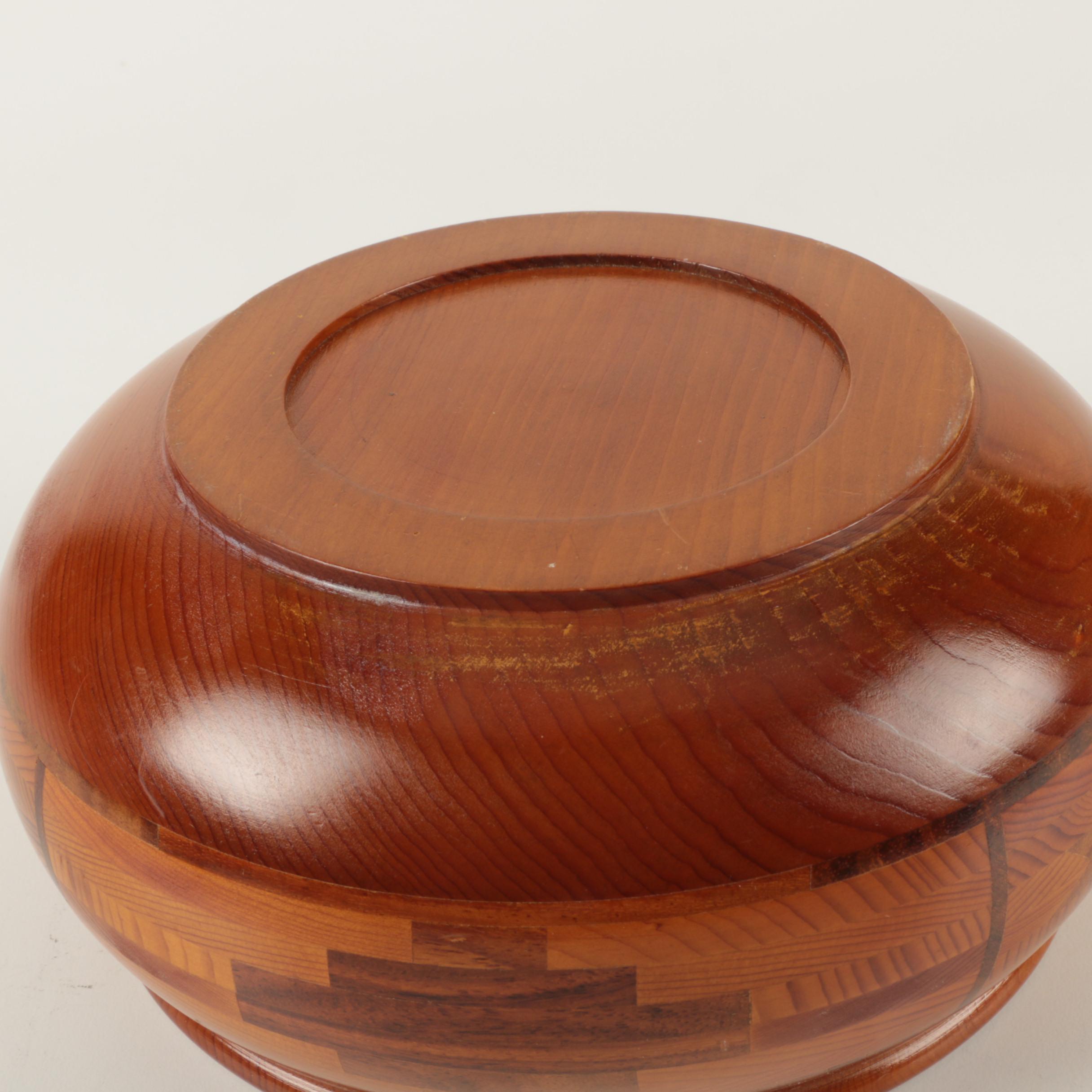 Group of Wooden Bowls and Figure Featuring Interwood