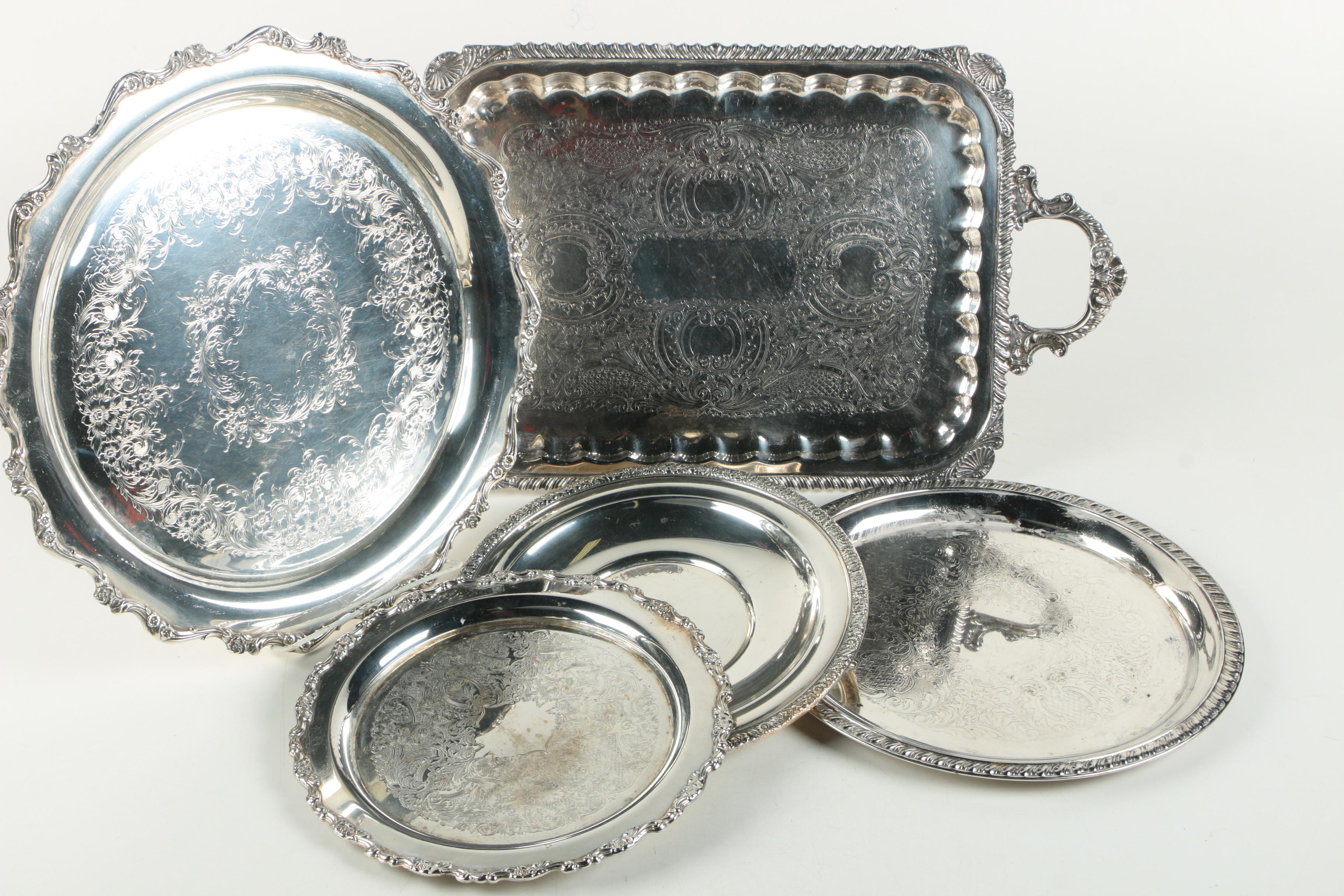 International Silver Co. "Chippendale" Tray with American Silver Plate Serveware