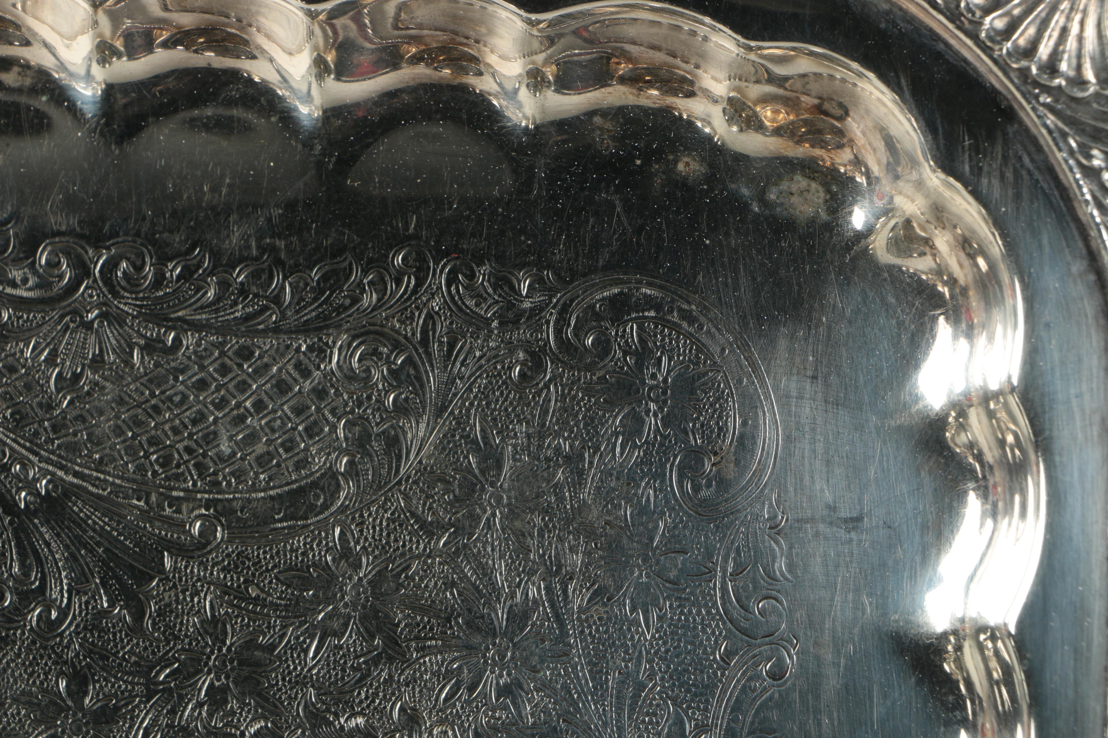 International Silver Co. "Chippendale" Tray with American Silver Plate Serveware