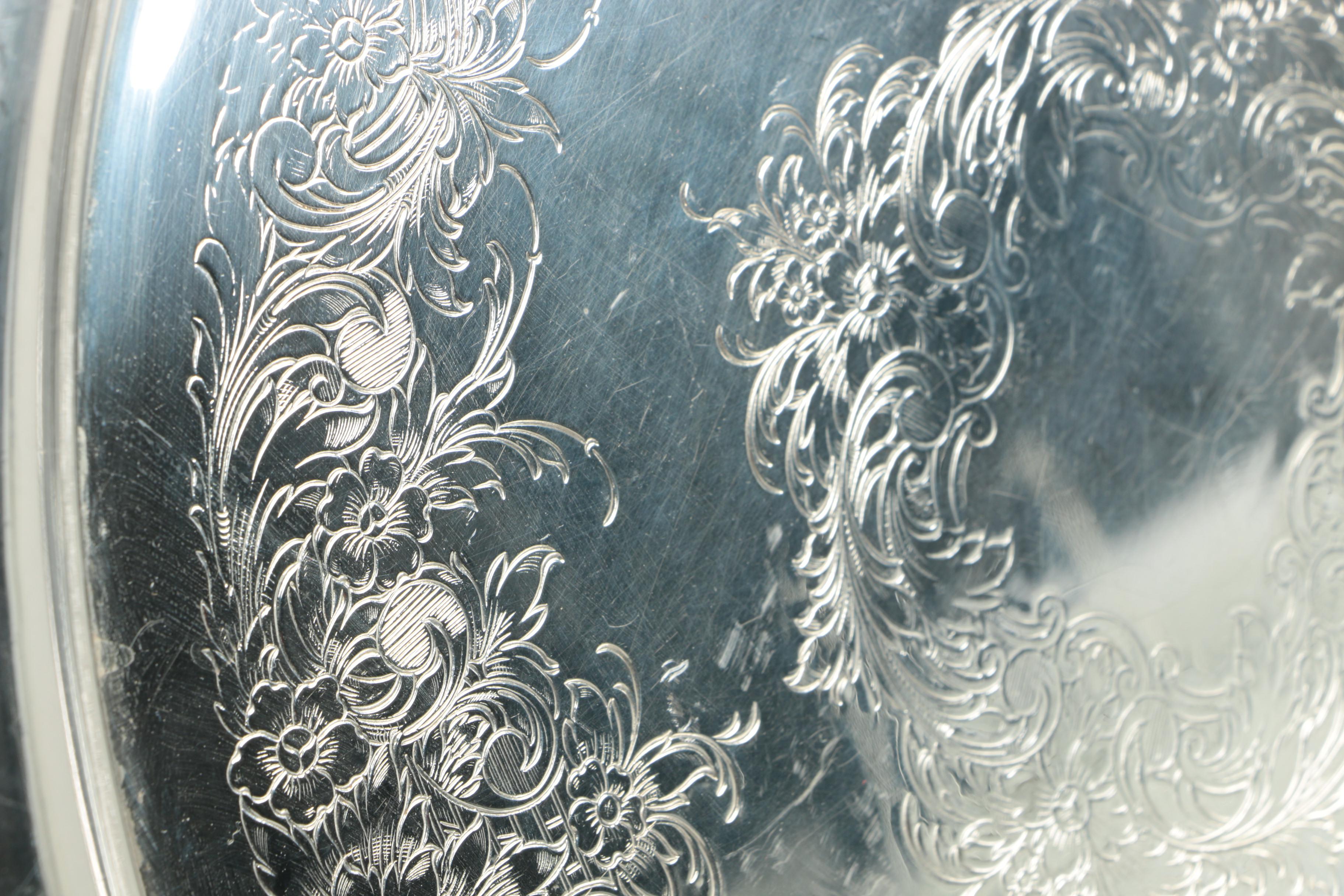 International Silver Co. "Chippendale" Tray with American Silver Plate Serveware