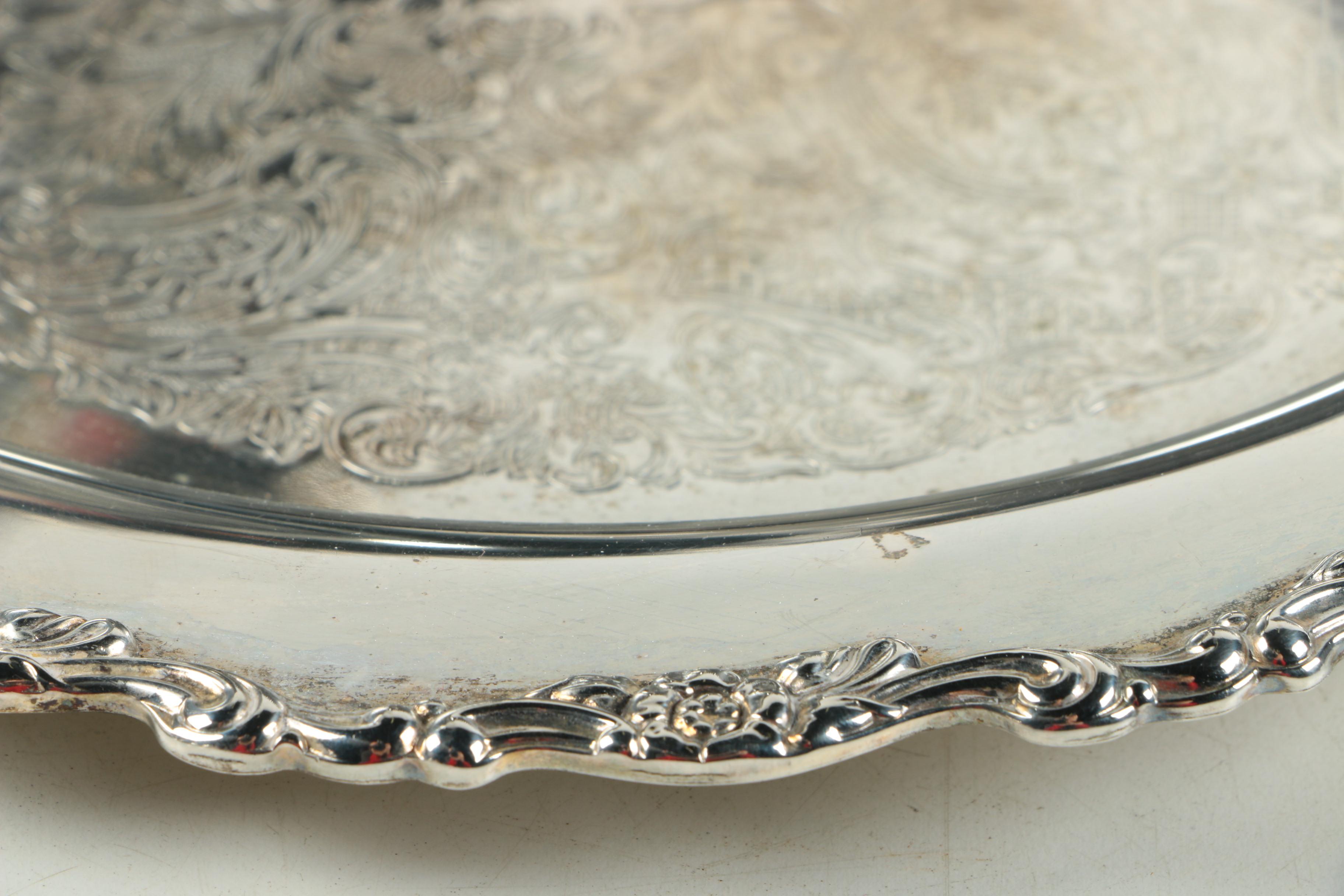 International Silver Co. "Chippendale" Tray with American Silver Plate Serveware