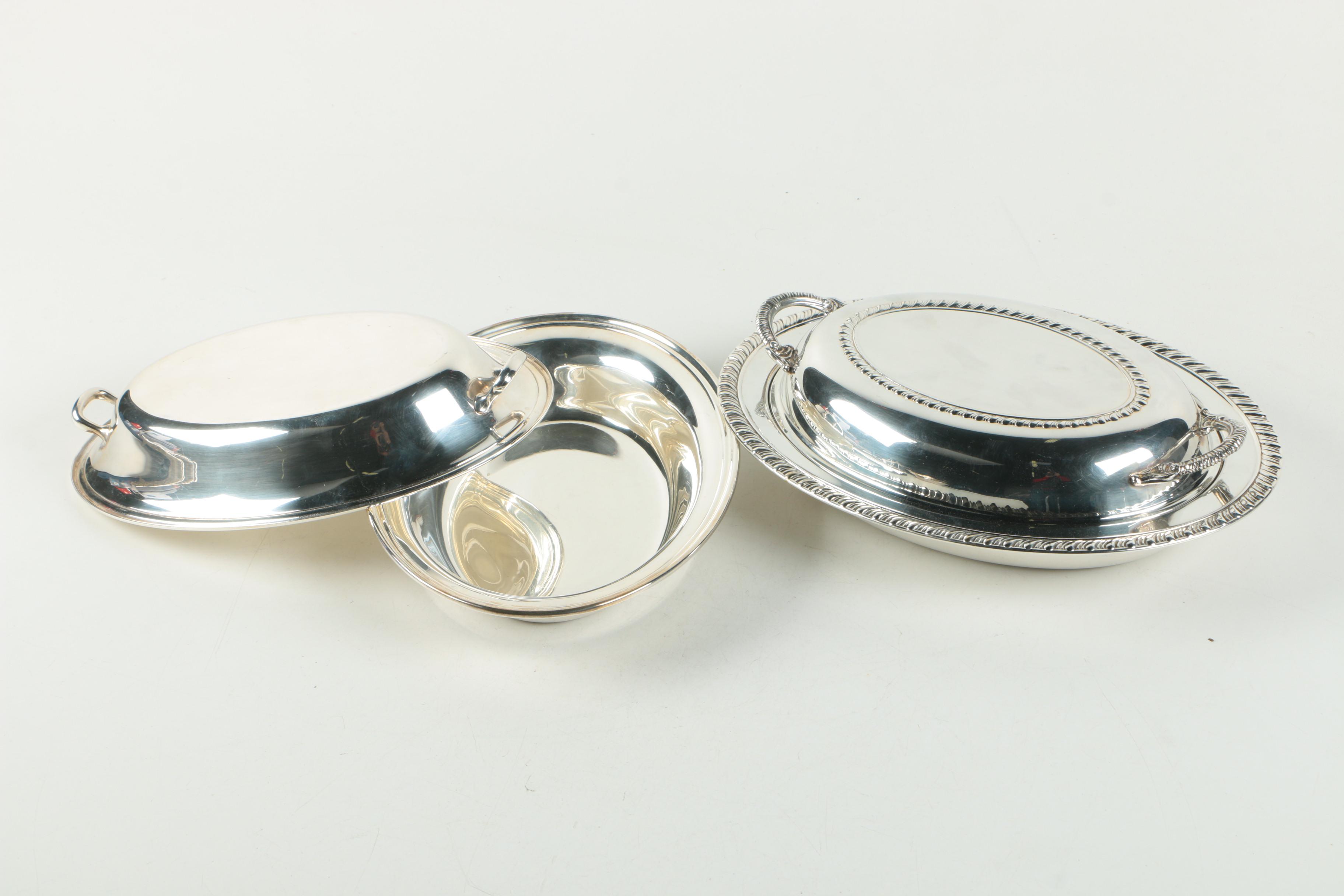 International Silver Co. "Chippendale" Tray with American Silver Plate Serveware