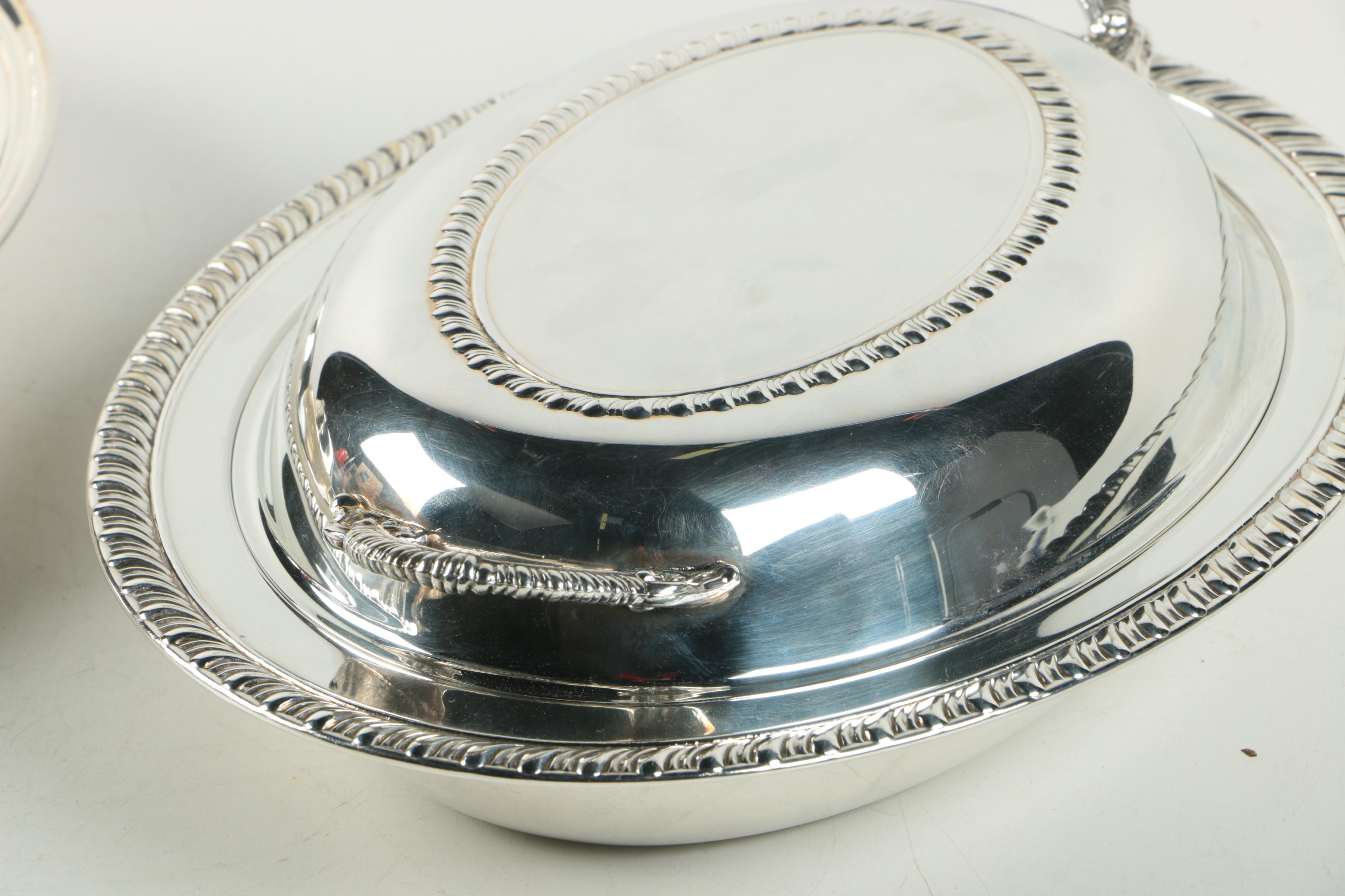 International Silver Co. "Chippendale" Tray with American Silver Plate Serveware