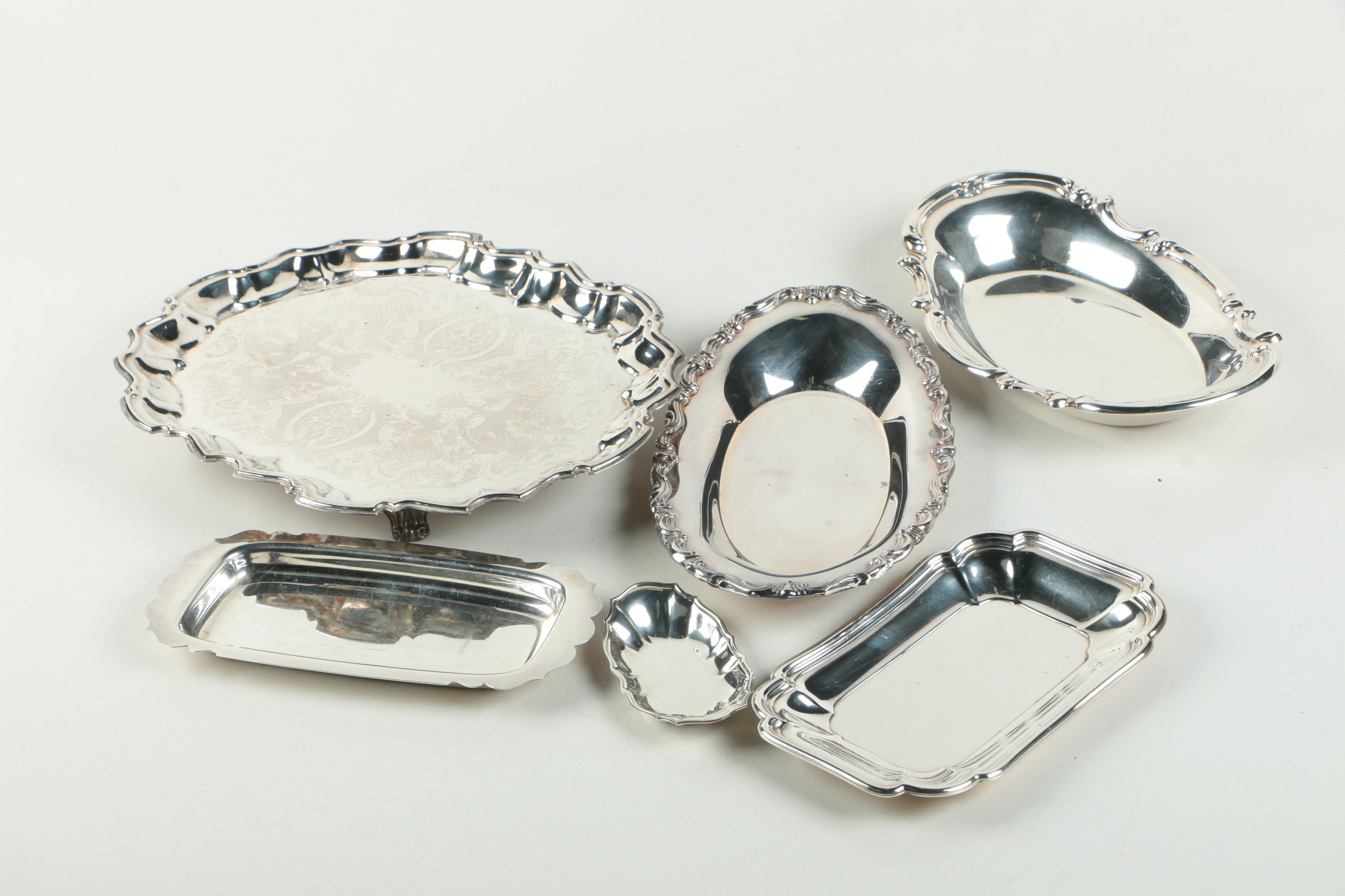 International Silver Co. "Chippendale" Tray with American Silver Plate Serveware