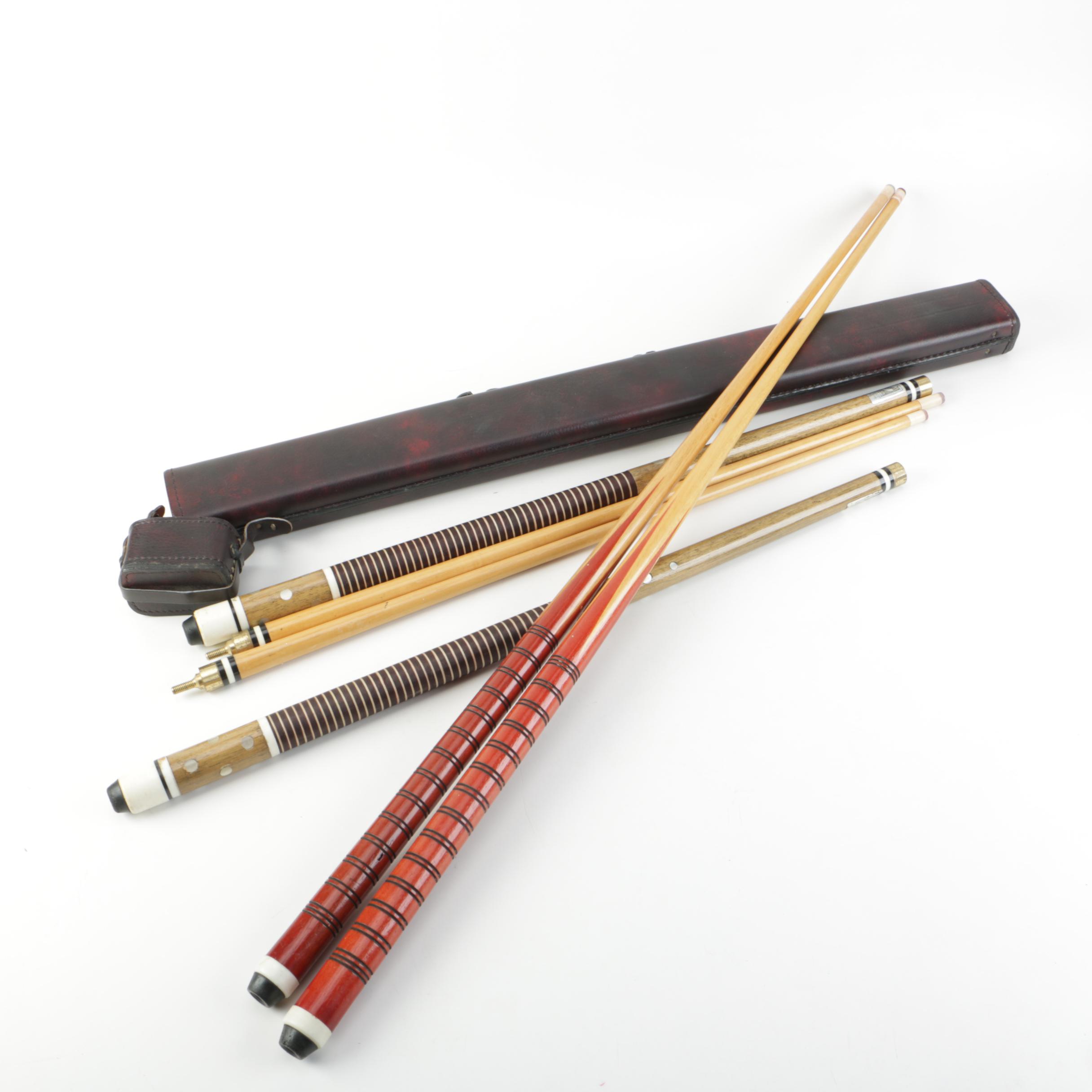 Pool Cues with Carry Case