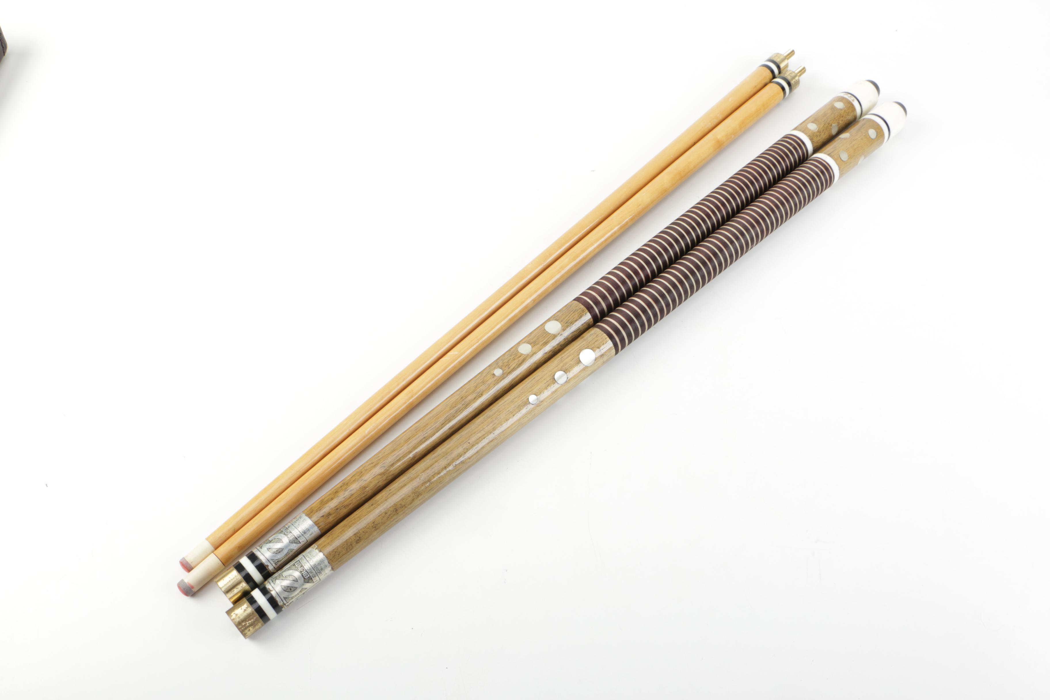 Pool Cues with Carry Case