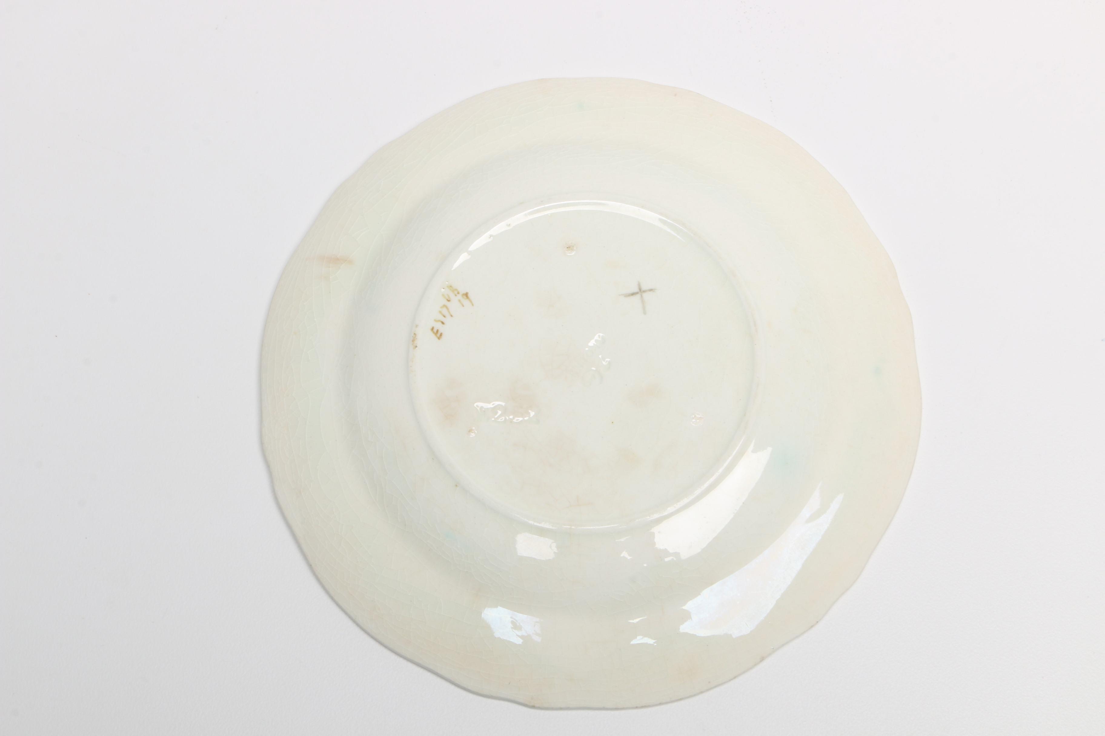 Antique Minton Aesthetic Movement Majolica Botanical Plates