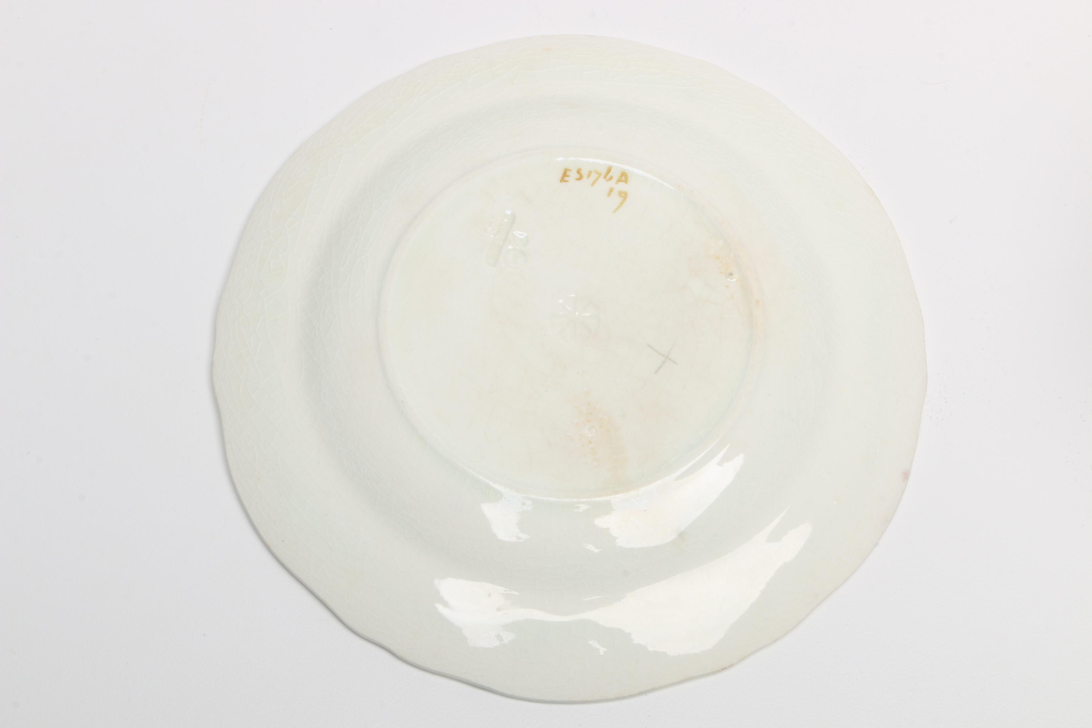 Antique Minton Aesthetic Movement Majolica Botanical Plates