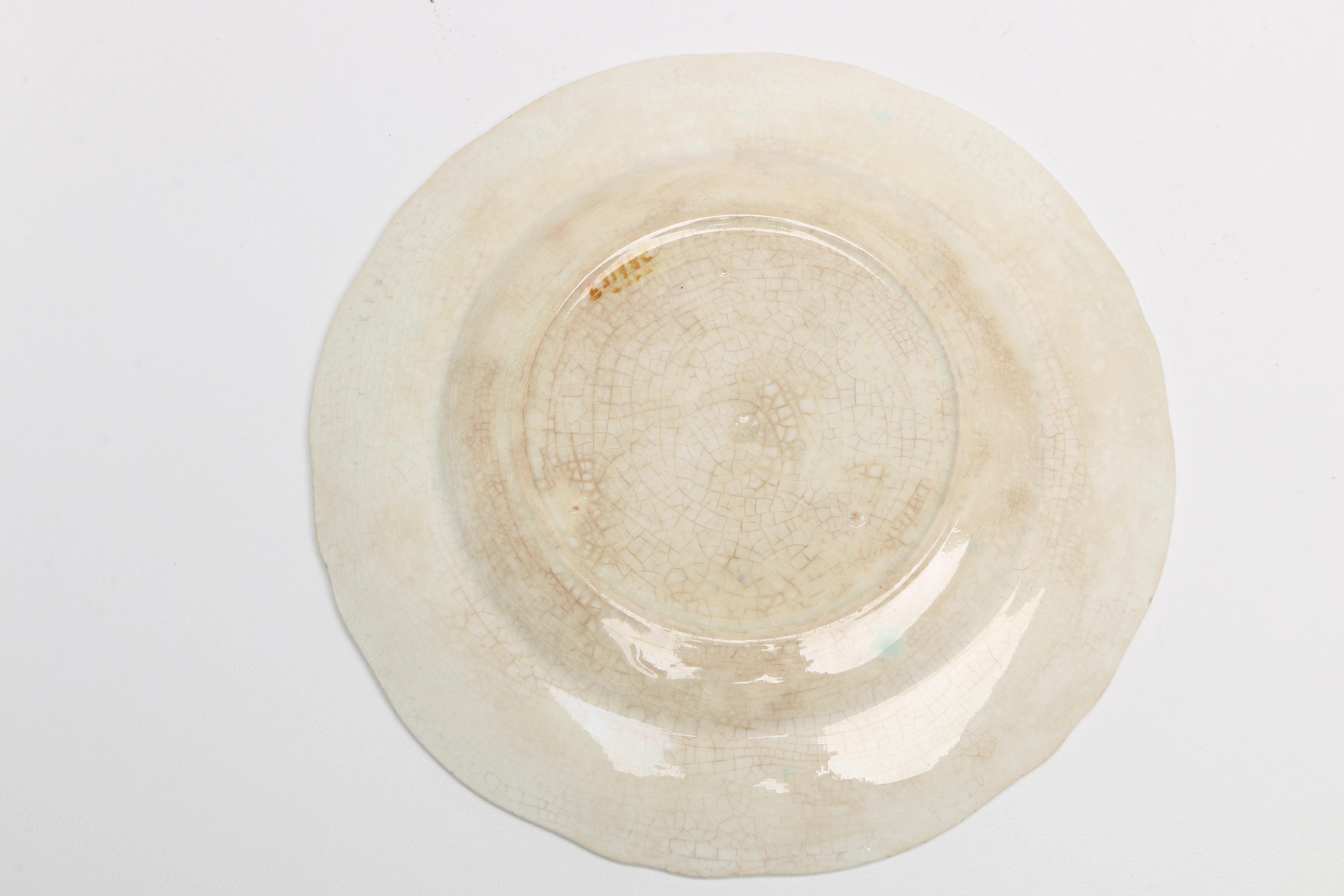 Antique Minton Aesthetic Movement Majolica Botanical Plates