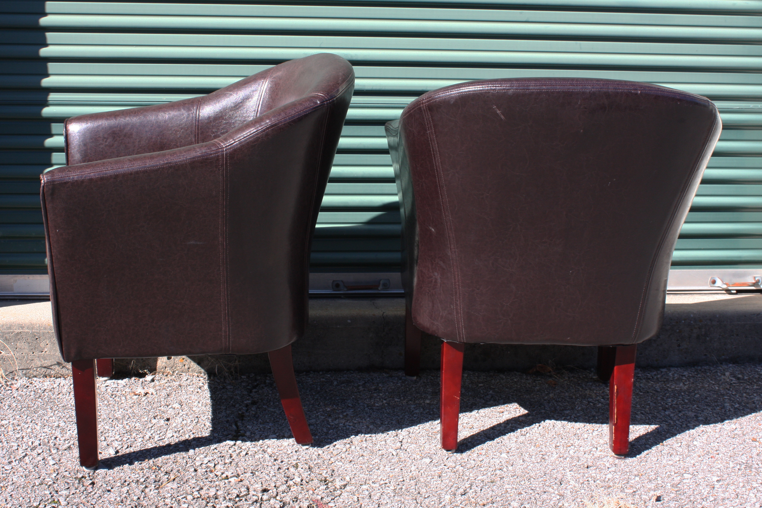 Pair Of Contemporary Brown Leather Armchairs