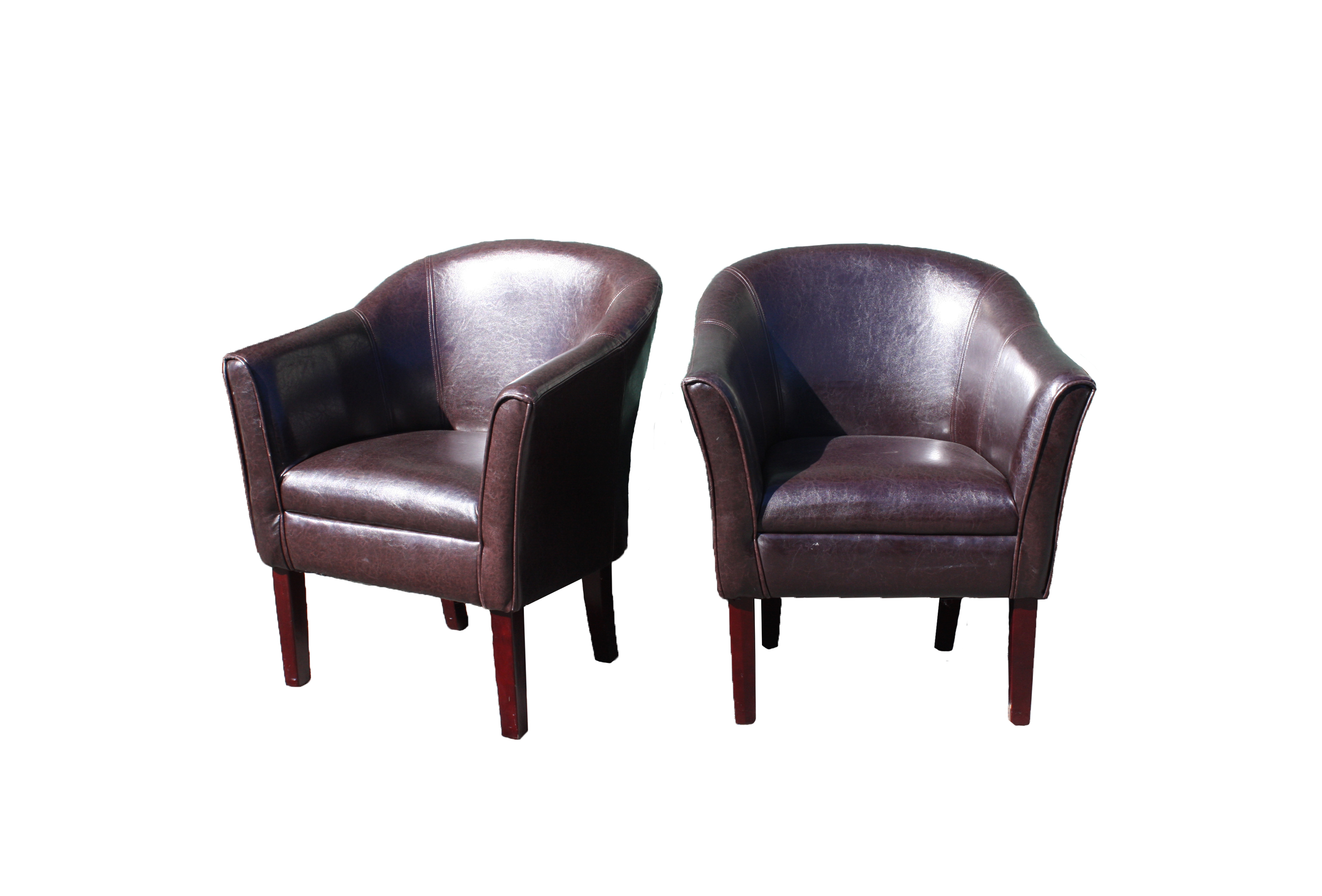 Pair Of Contemporary Brown Leather Armchairs