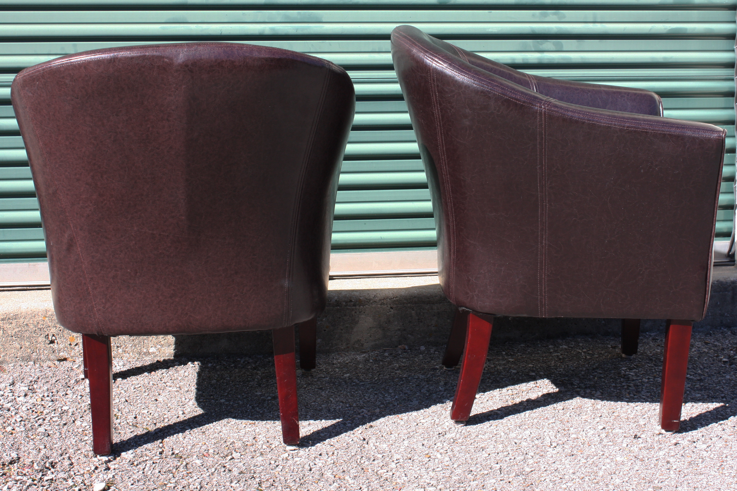 Pair Of Contemporary Brown Leather Armchairs