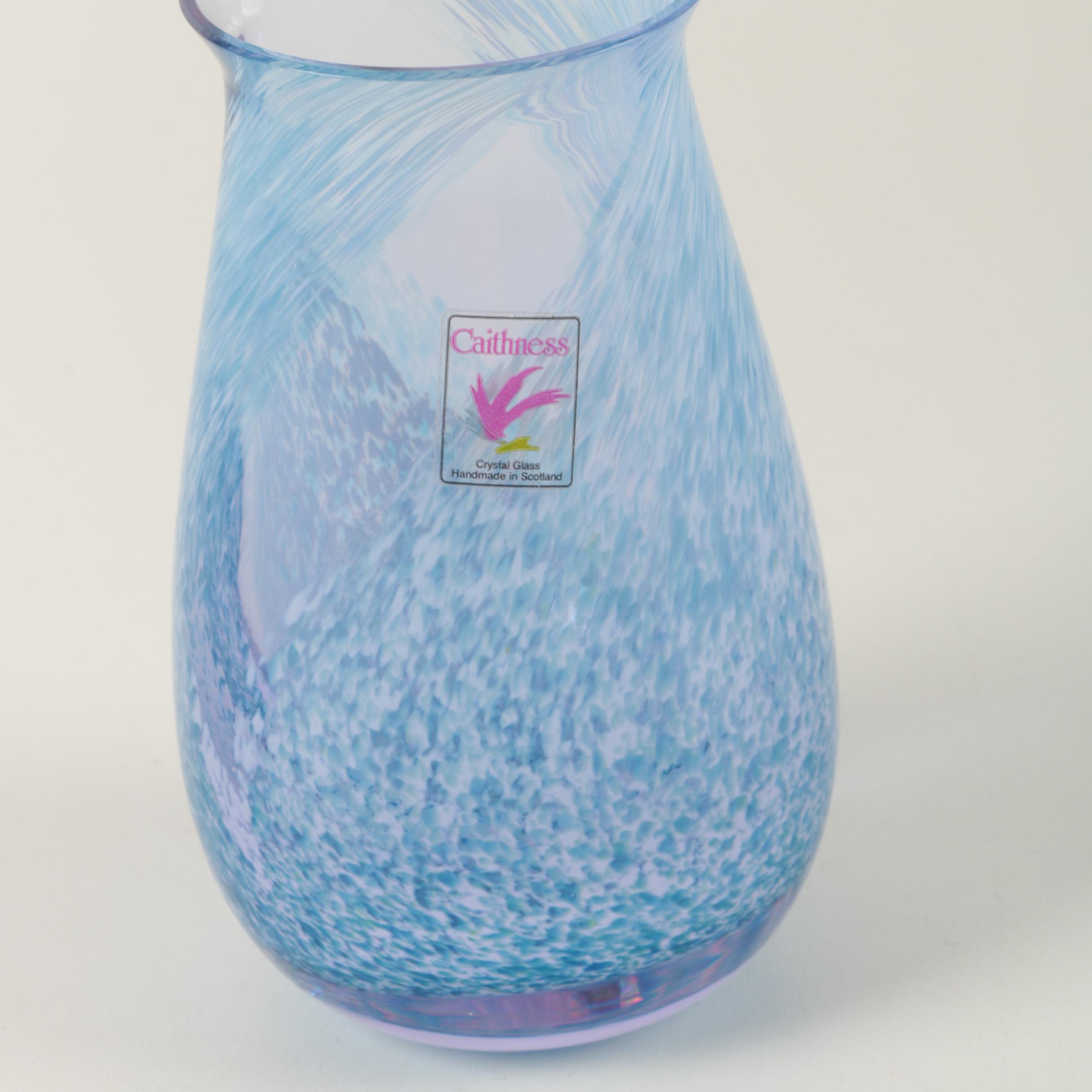 Blue Art Glass Vase and A Blue Art Glass Fish