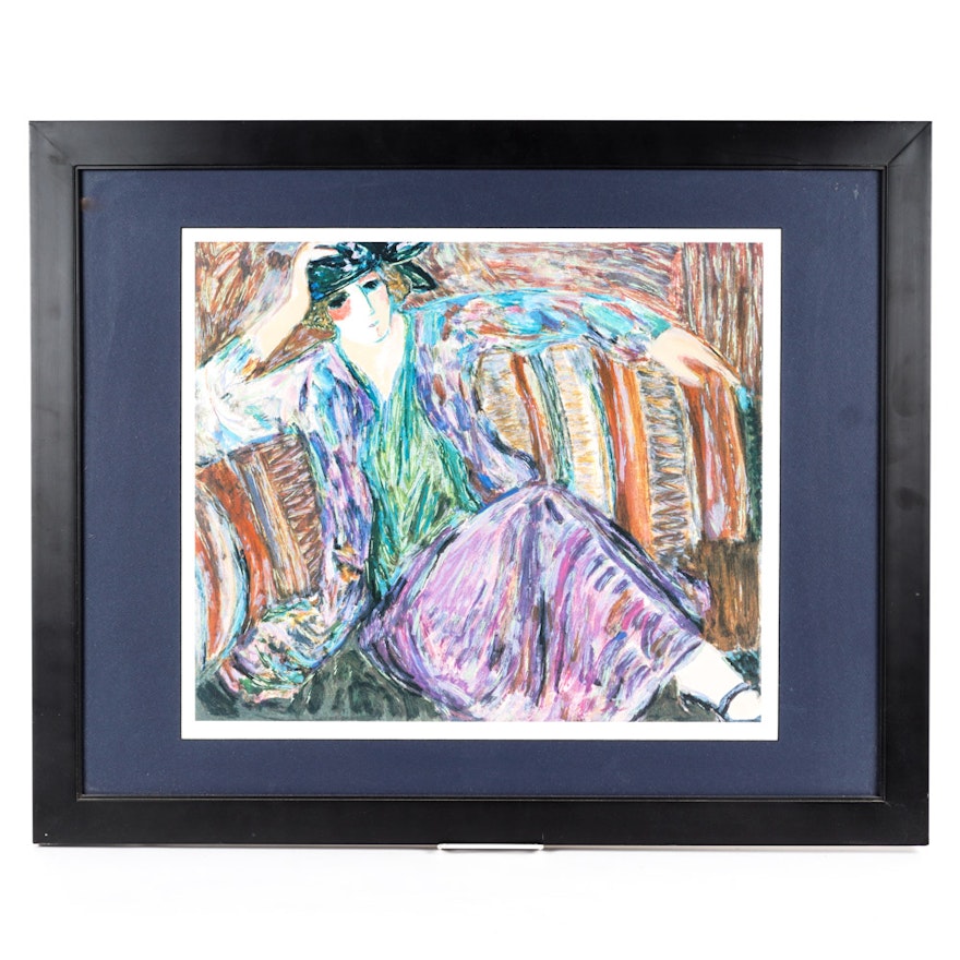 Barbara A. Wood Limited Edition Offset Lithograph "Pensive Woman"