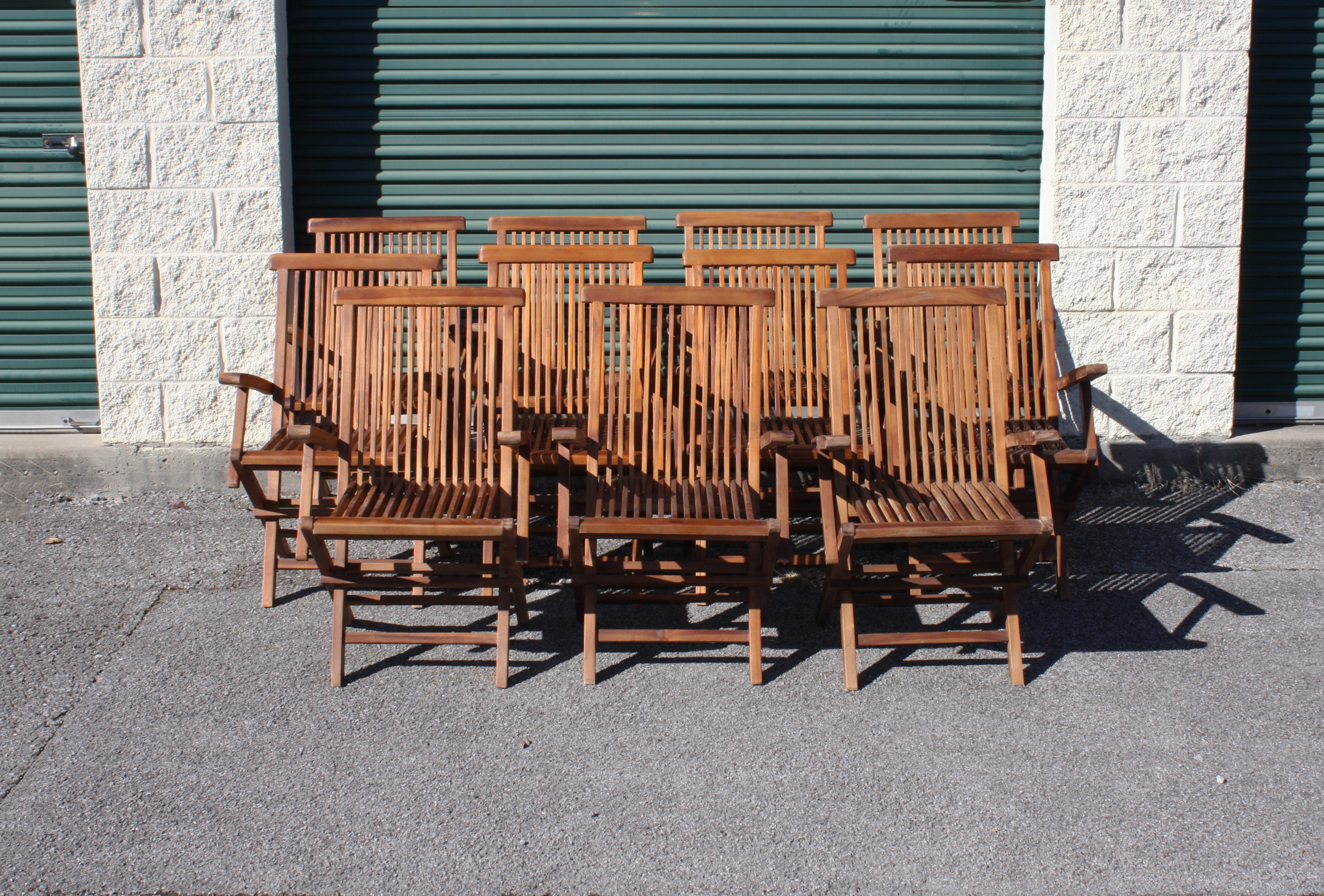 Set of Eleven Teak Folding Chairs