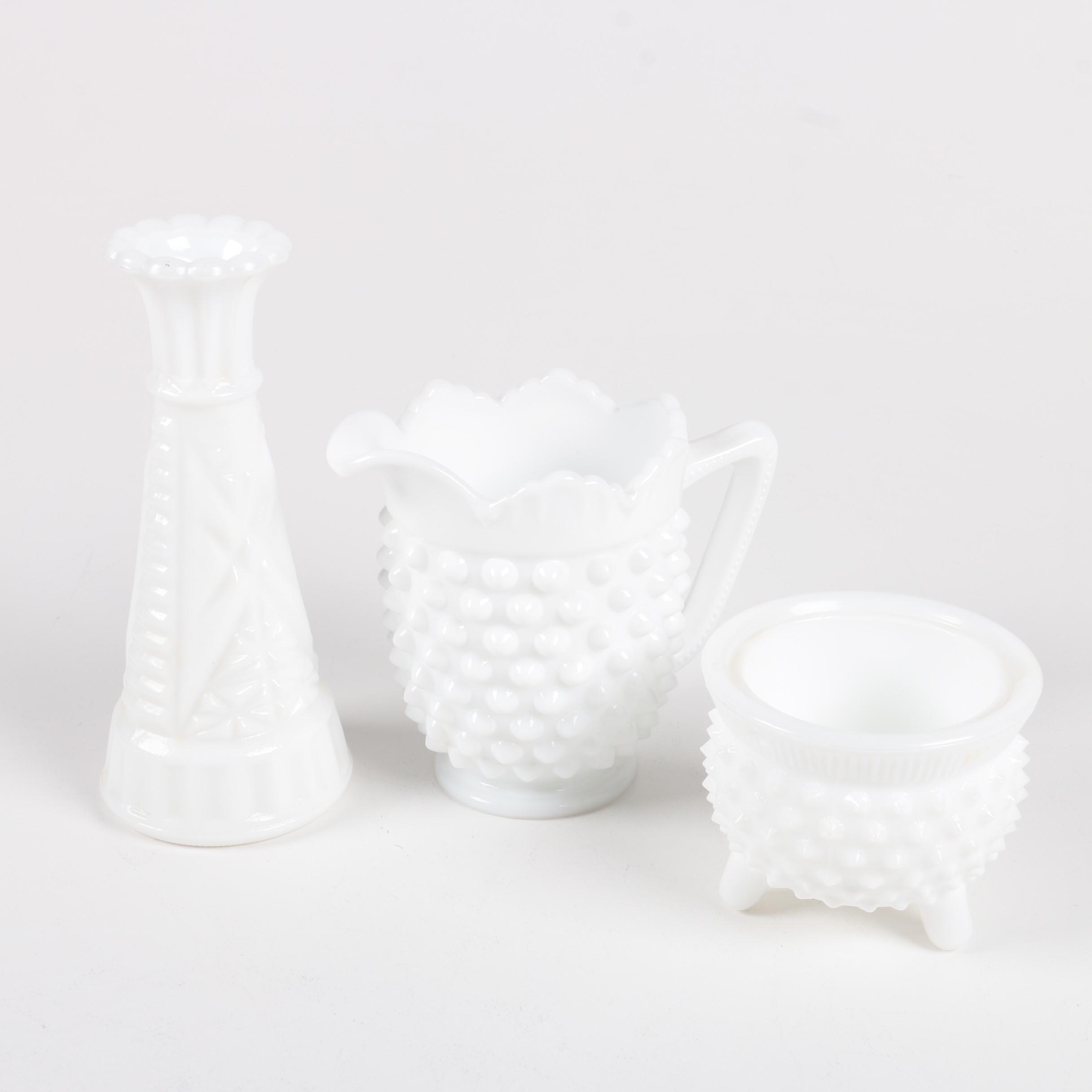 Milk Glass Epergne and Other Decor