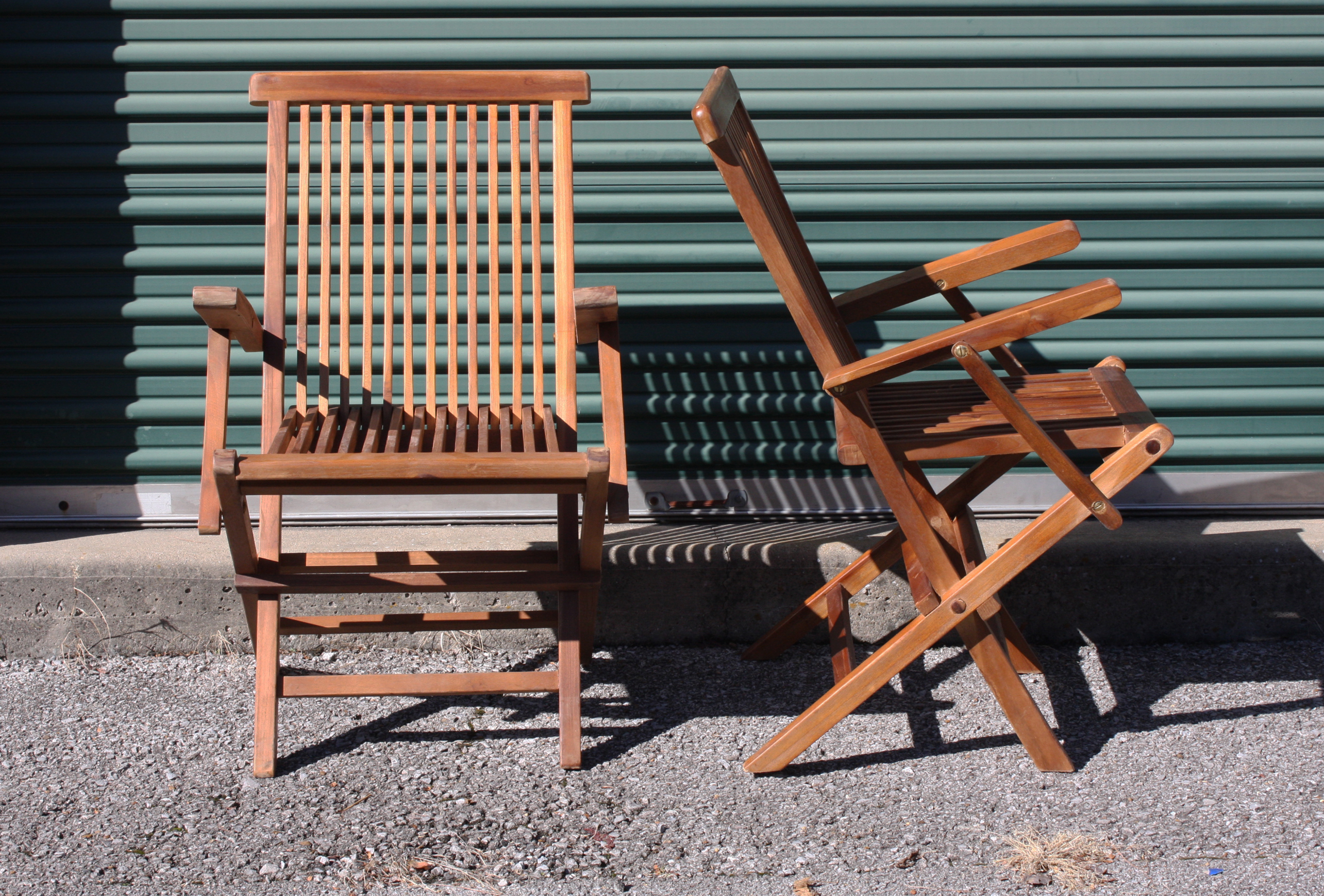 Set of Eleven Teak Folding Chairs
