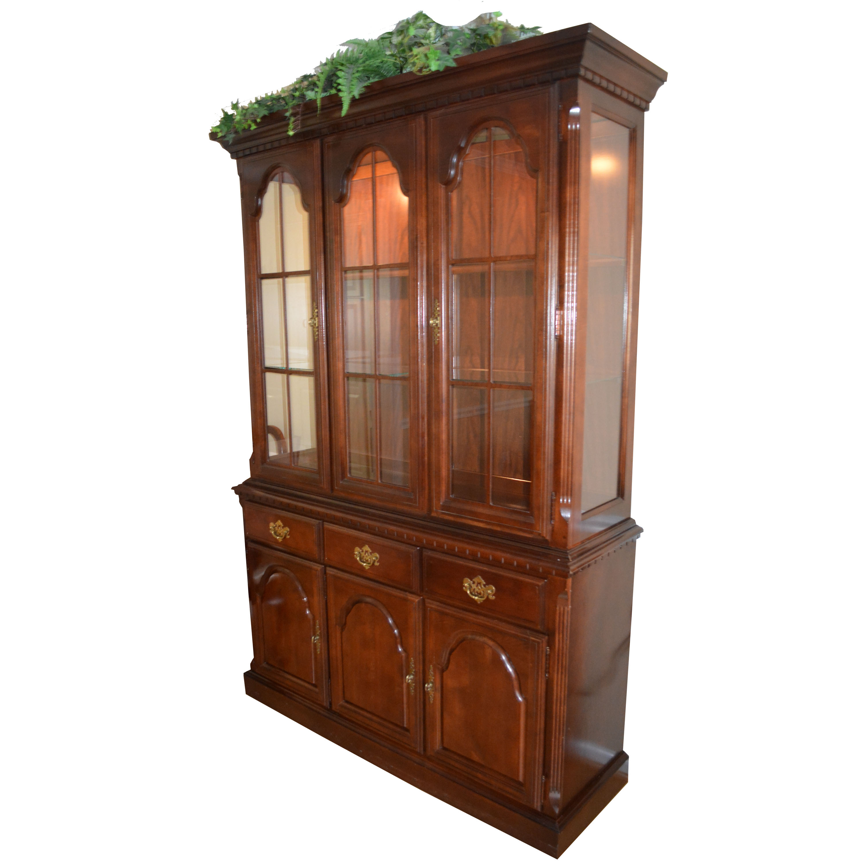 Traditional Cherry China Cabinet By Broyhill