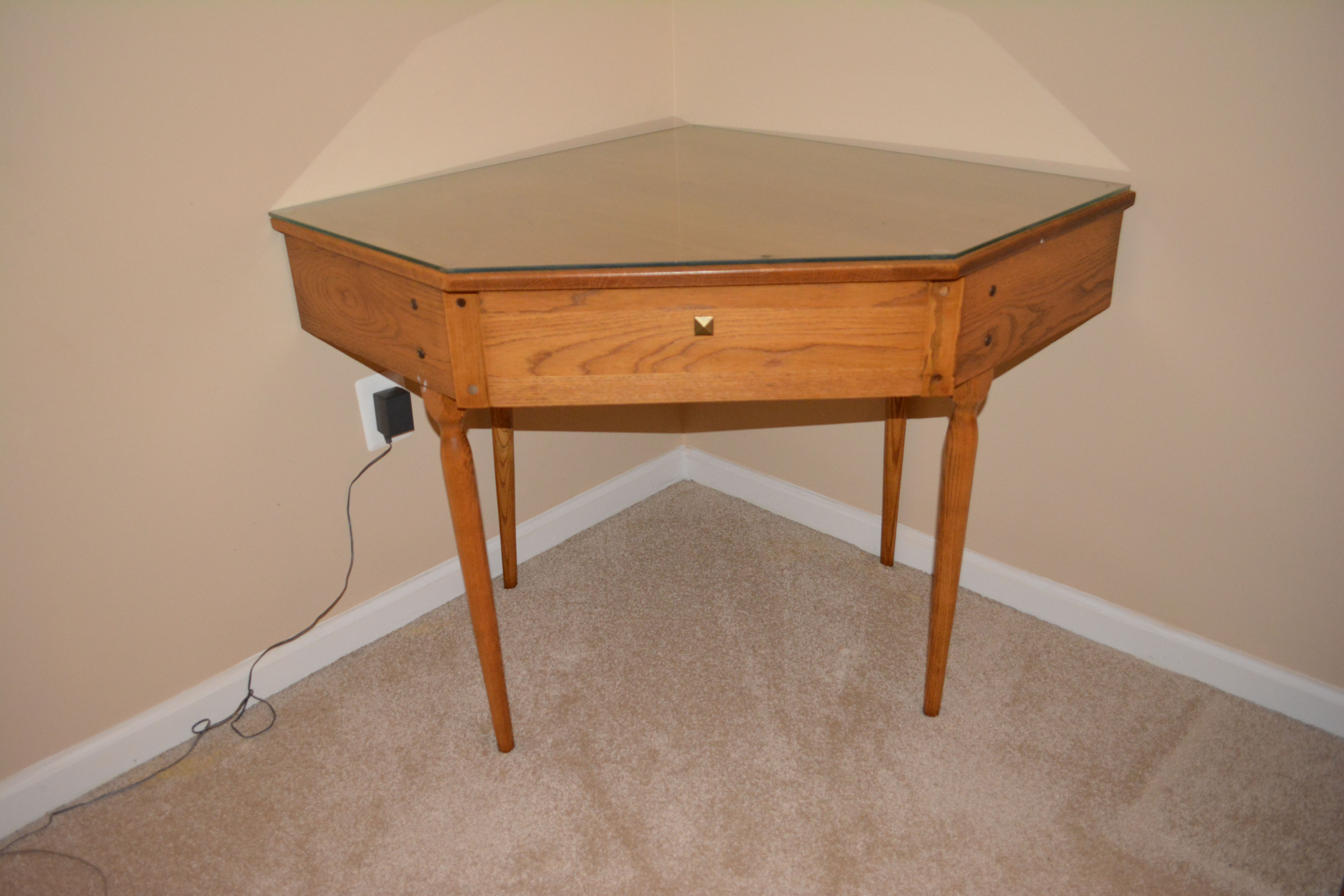 Vintage Oak Corner Desk and Pine Chair