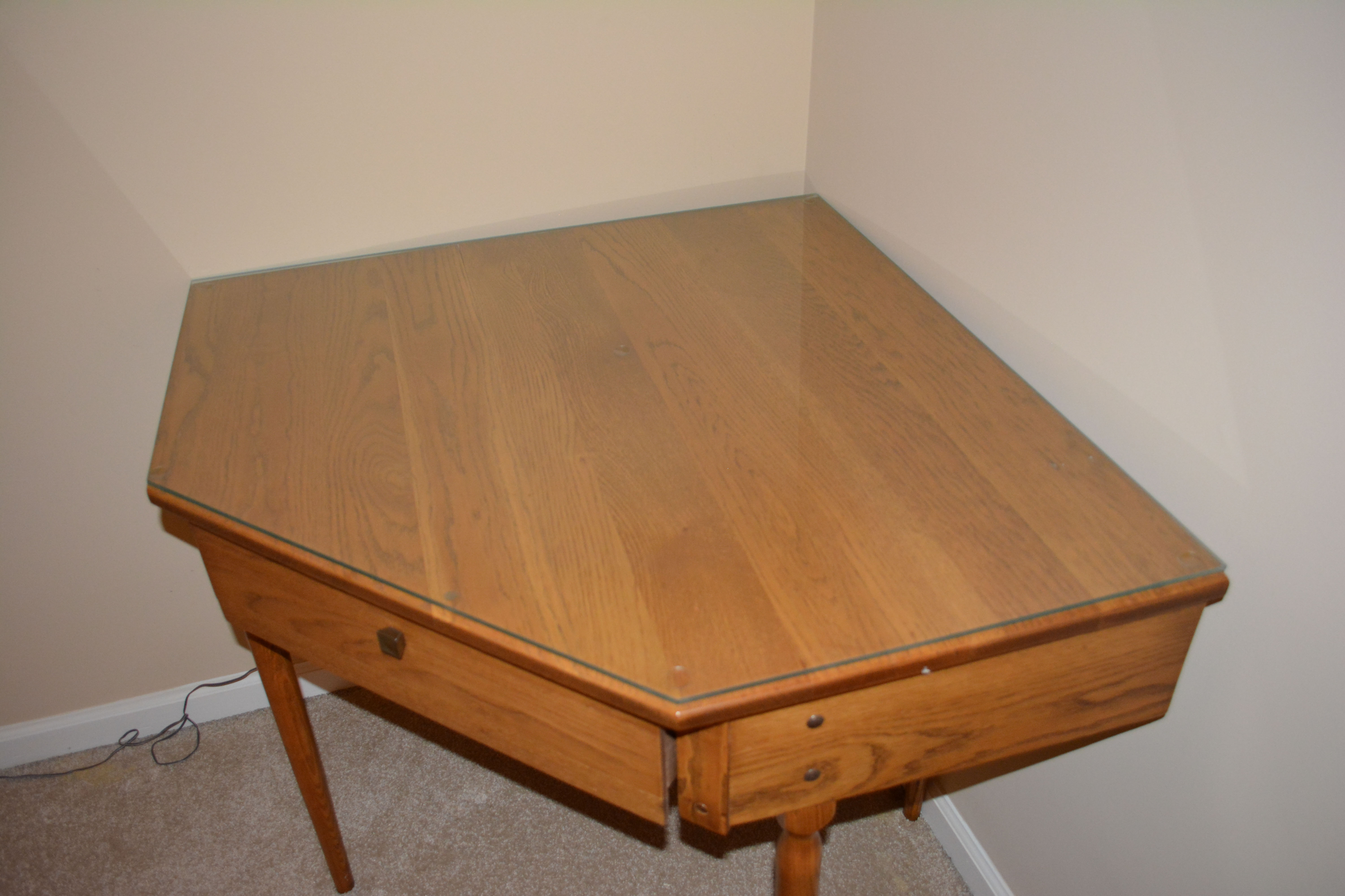 Vintage Oak Corner Desk and Pine Chair