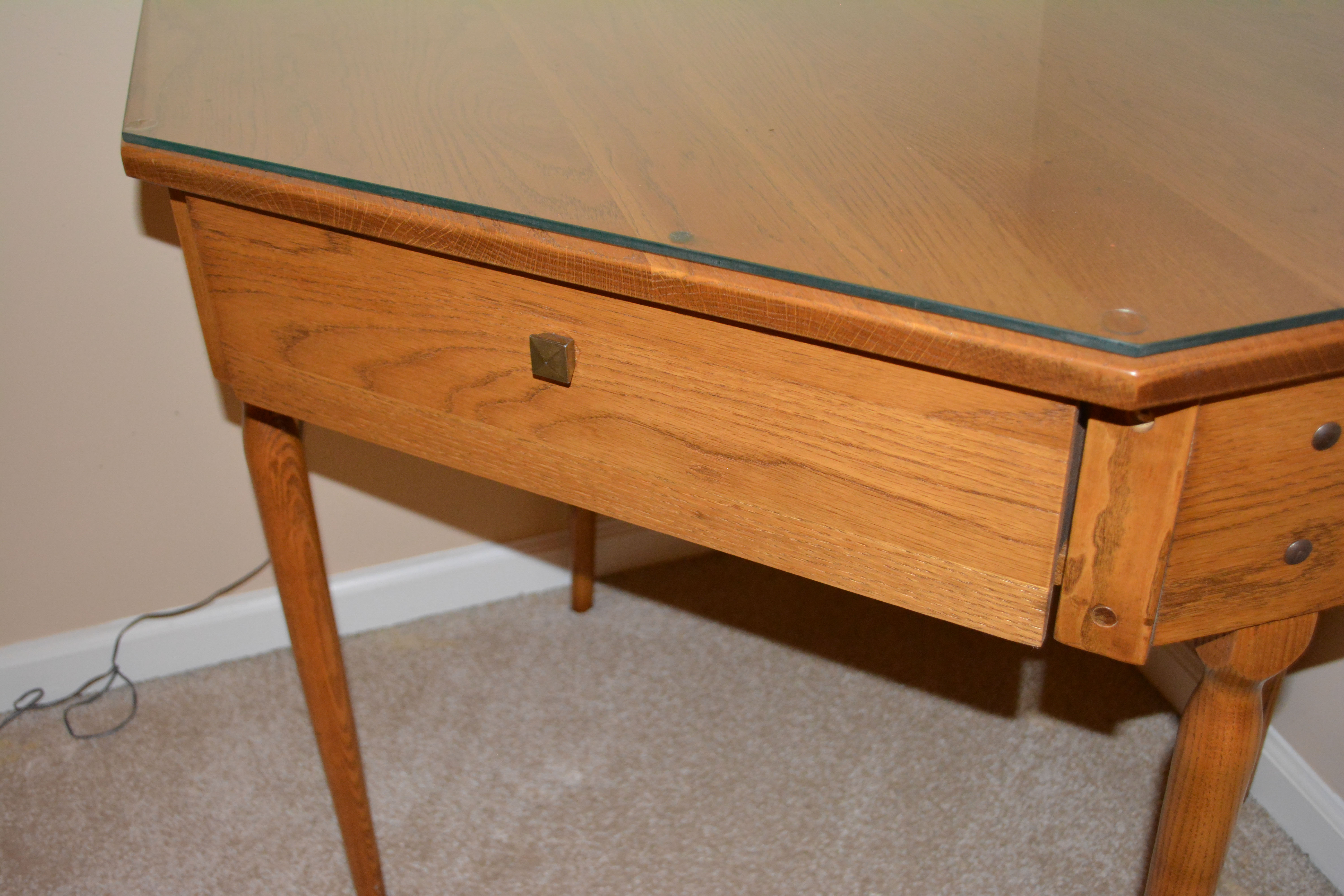 Vintage Oak Corner Desk and Pine Chair